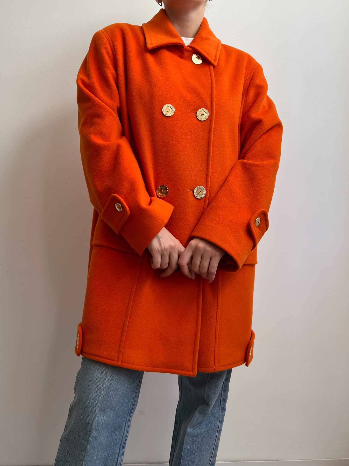 Vintage wool and angora caban orange coat