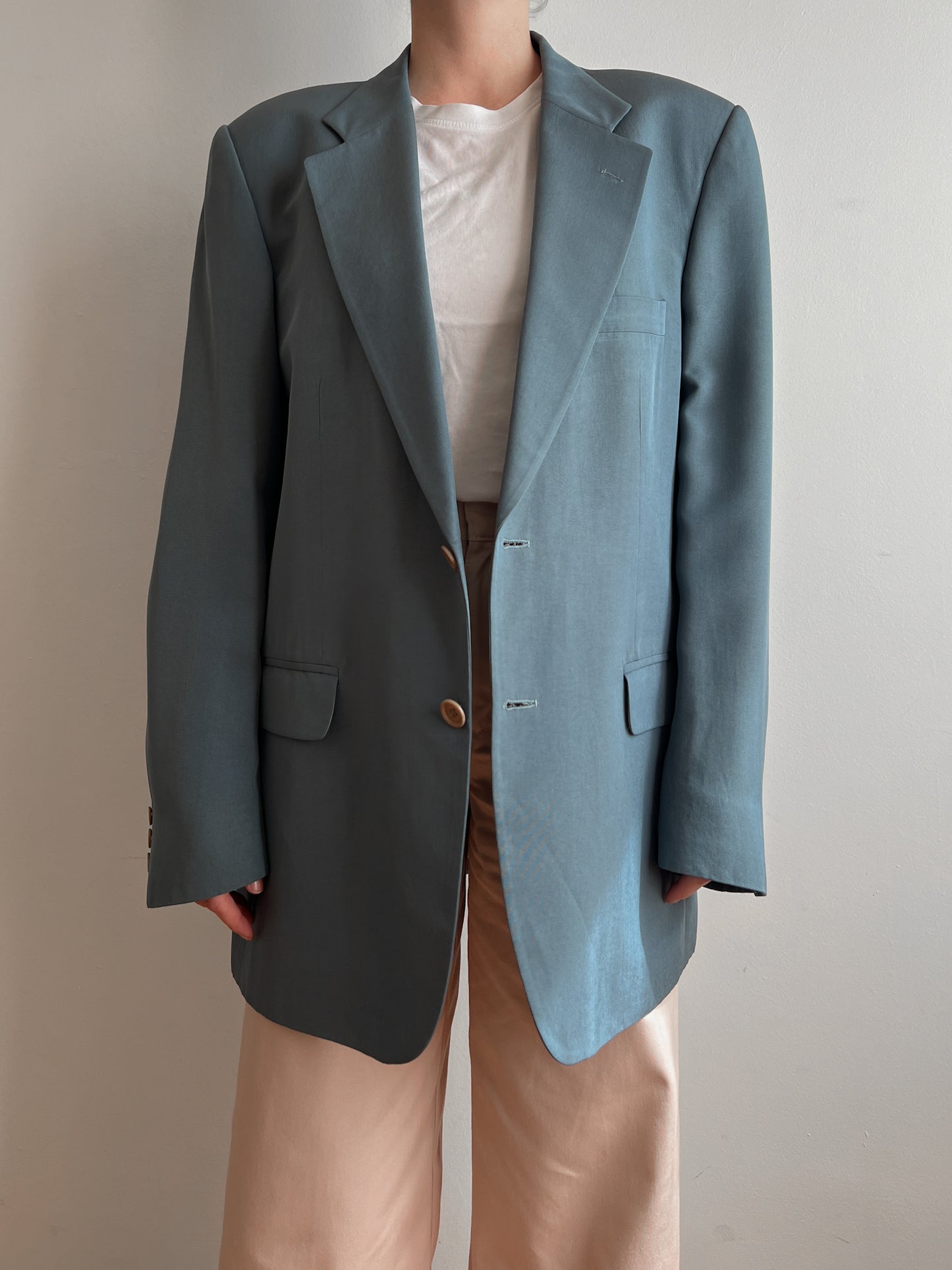 Silk and viscose azure blazer