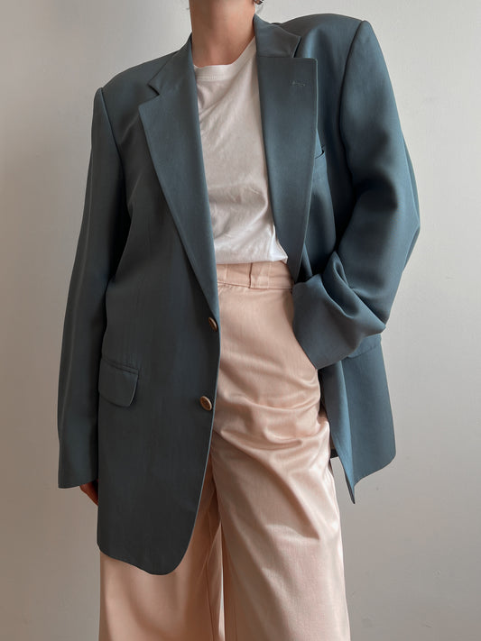 Silk and viscose azure blazer