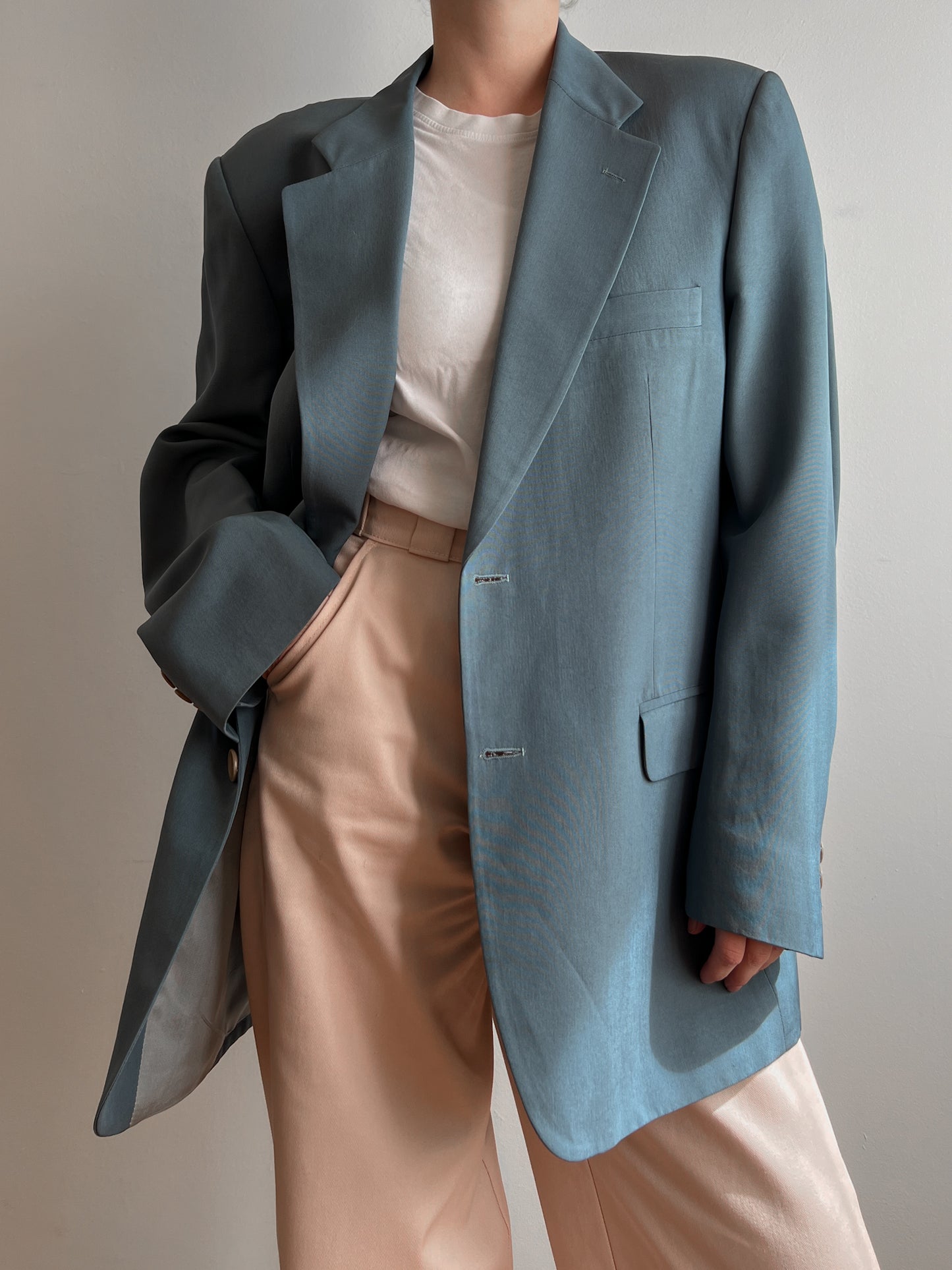 Silk and viscose azure blazer