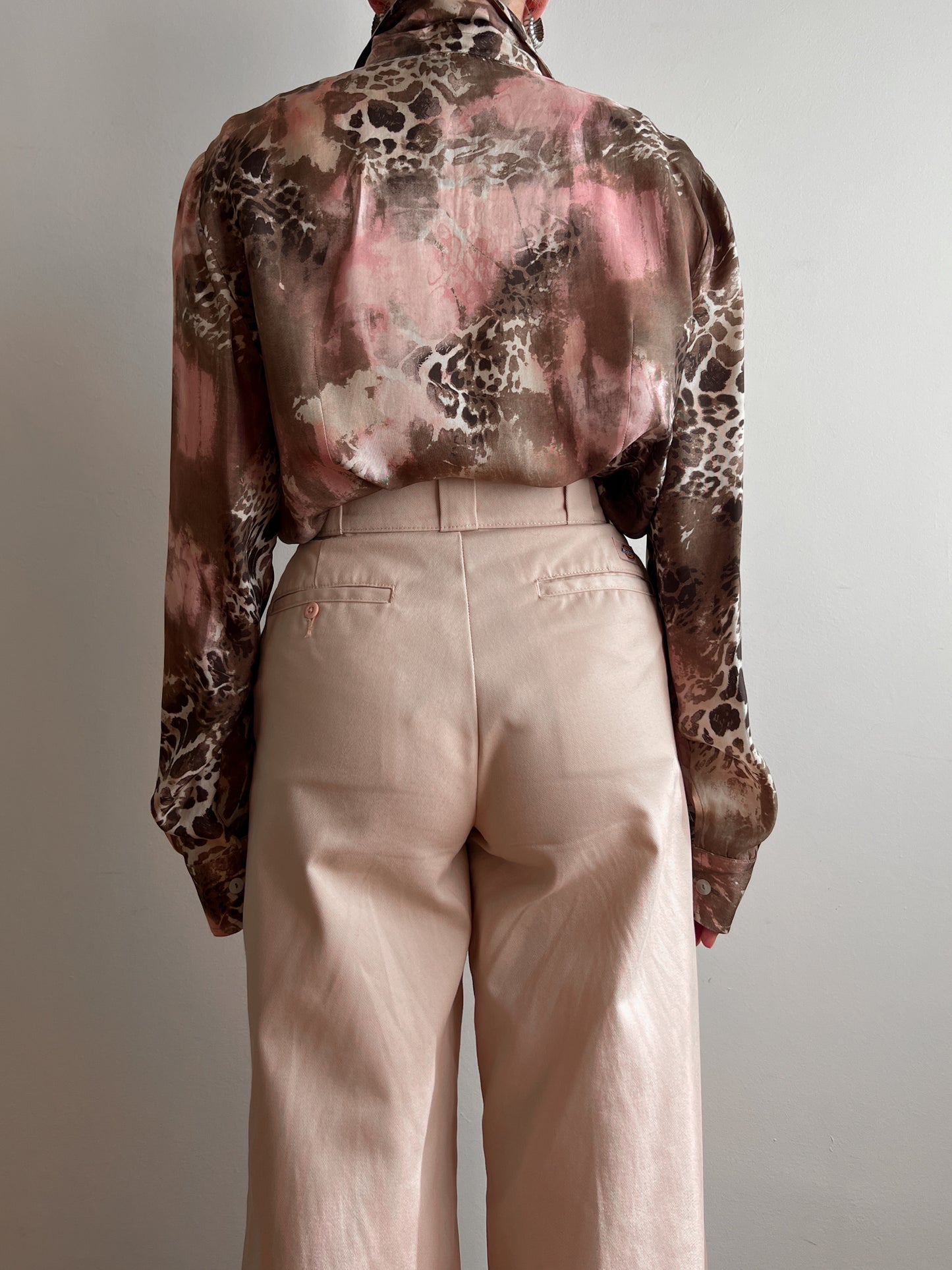 Pure viscose pink and brown blouse