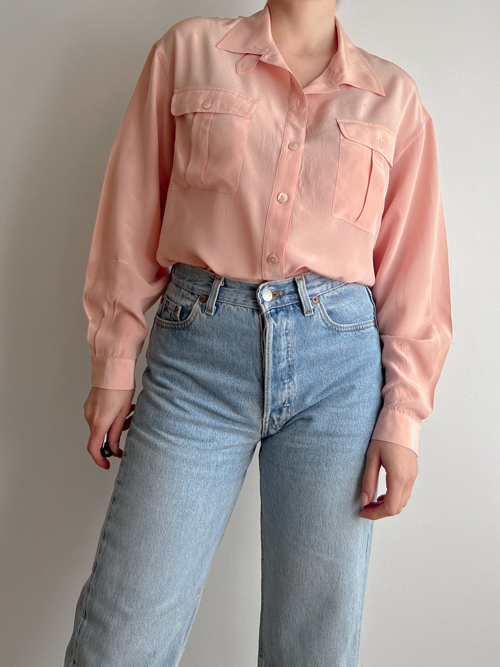 Camicia rosa in seta