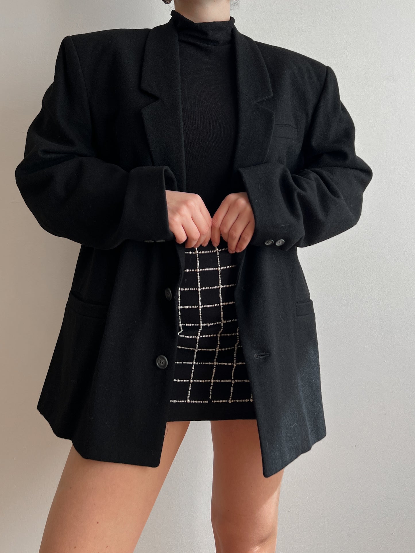 Wool oversized black blazer