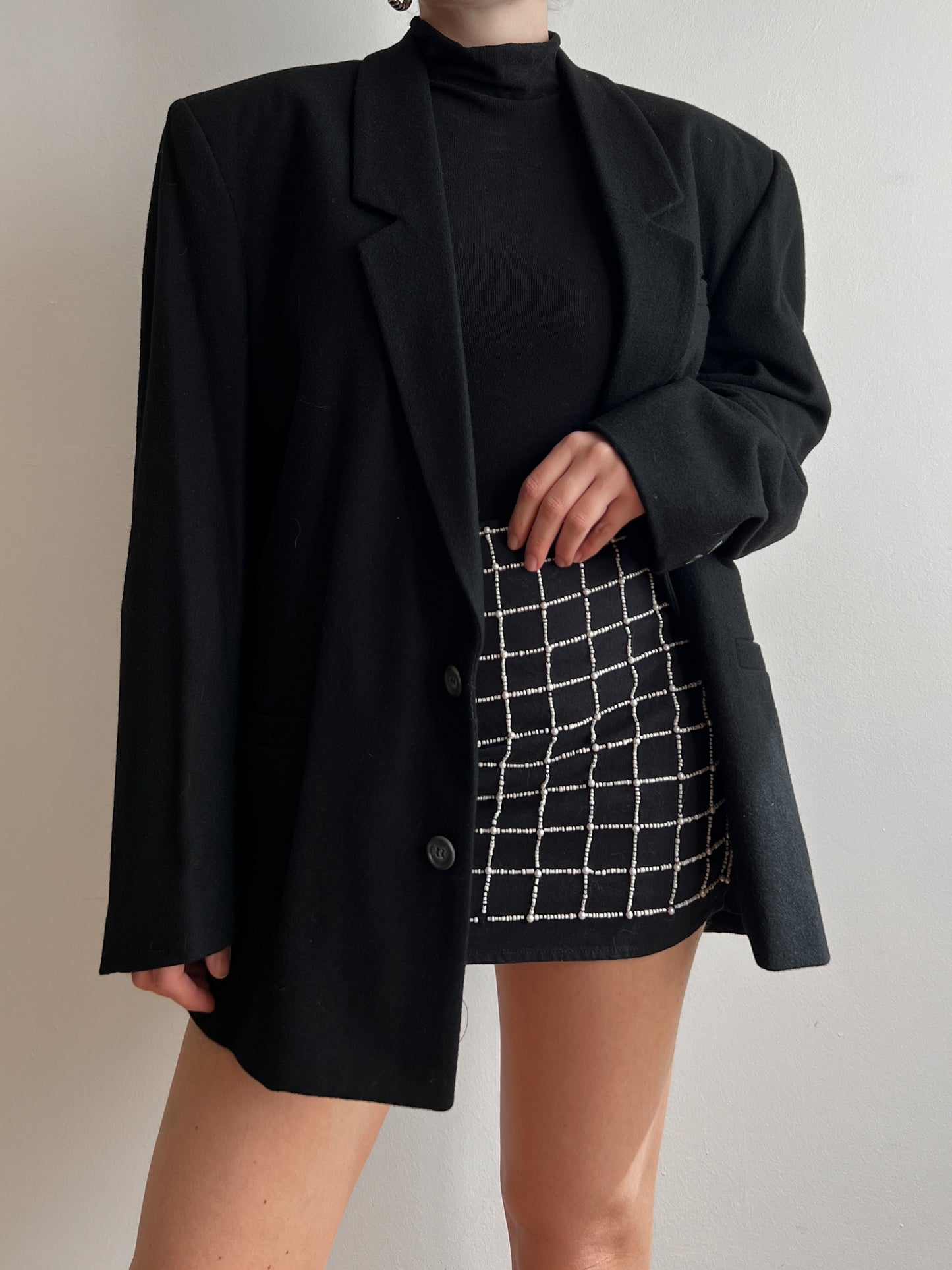 Wool oversized black blazer