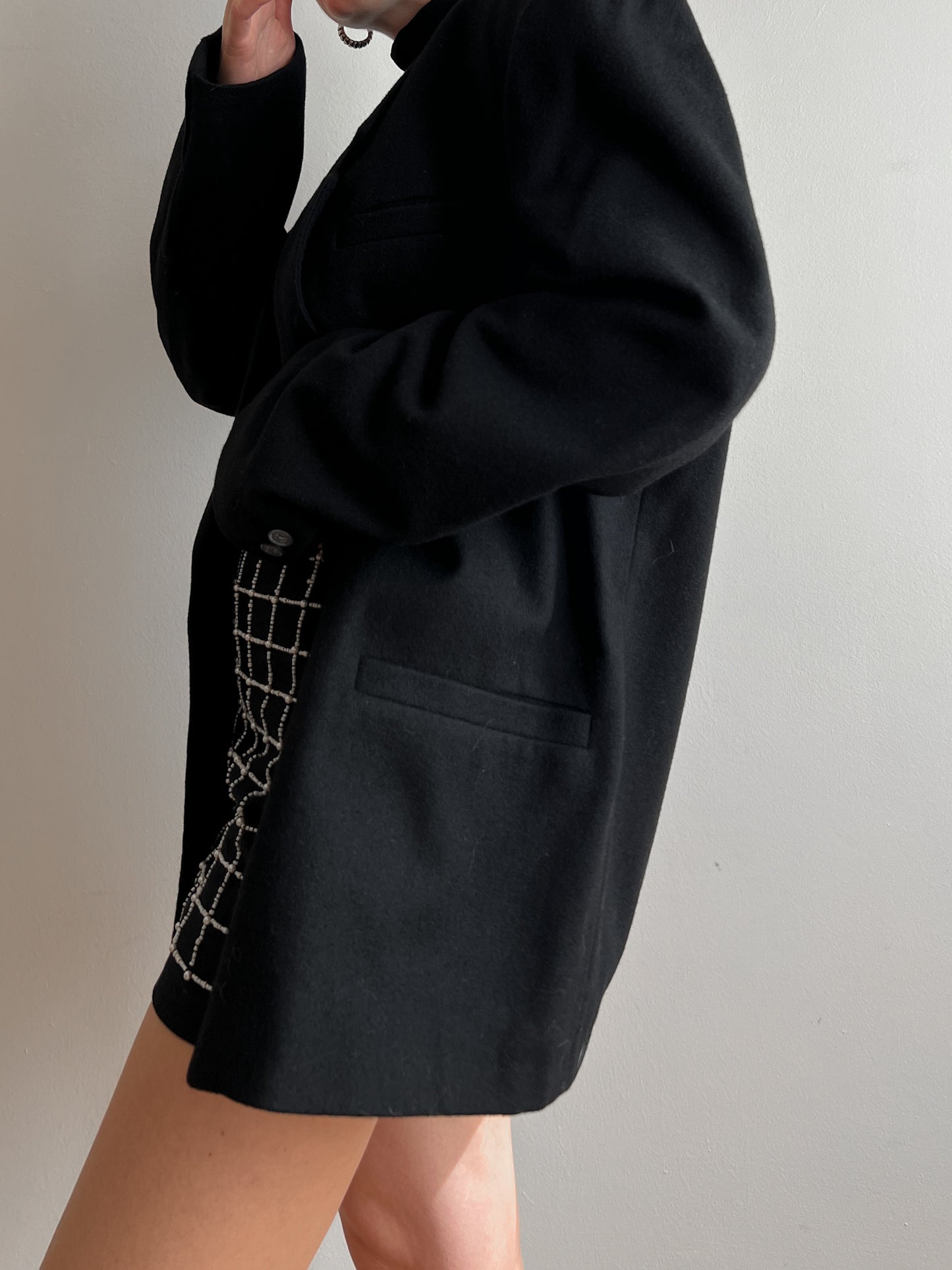 Wool oversized black blazer