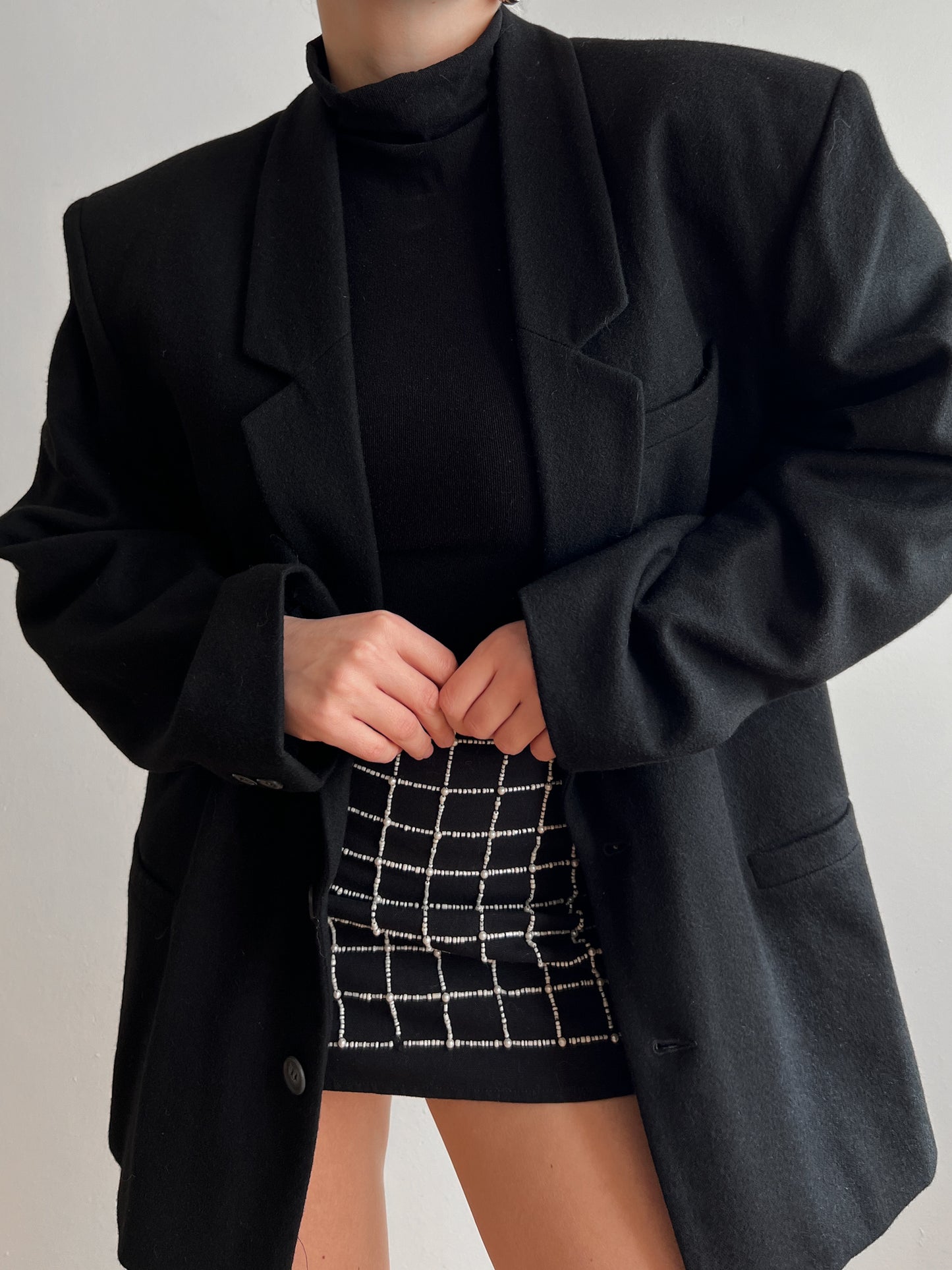 Wool oversized black blazer