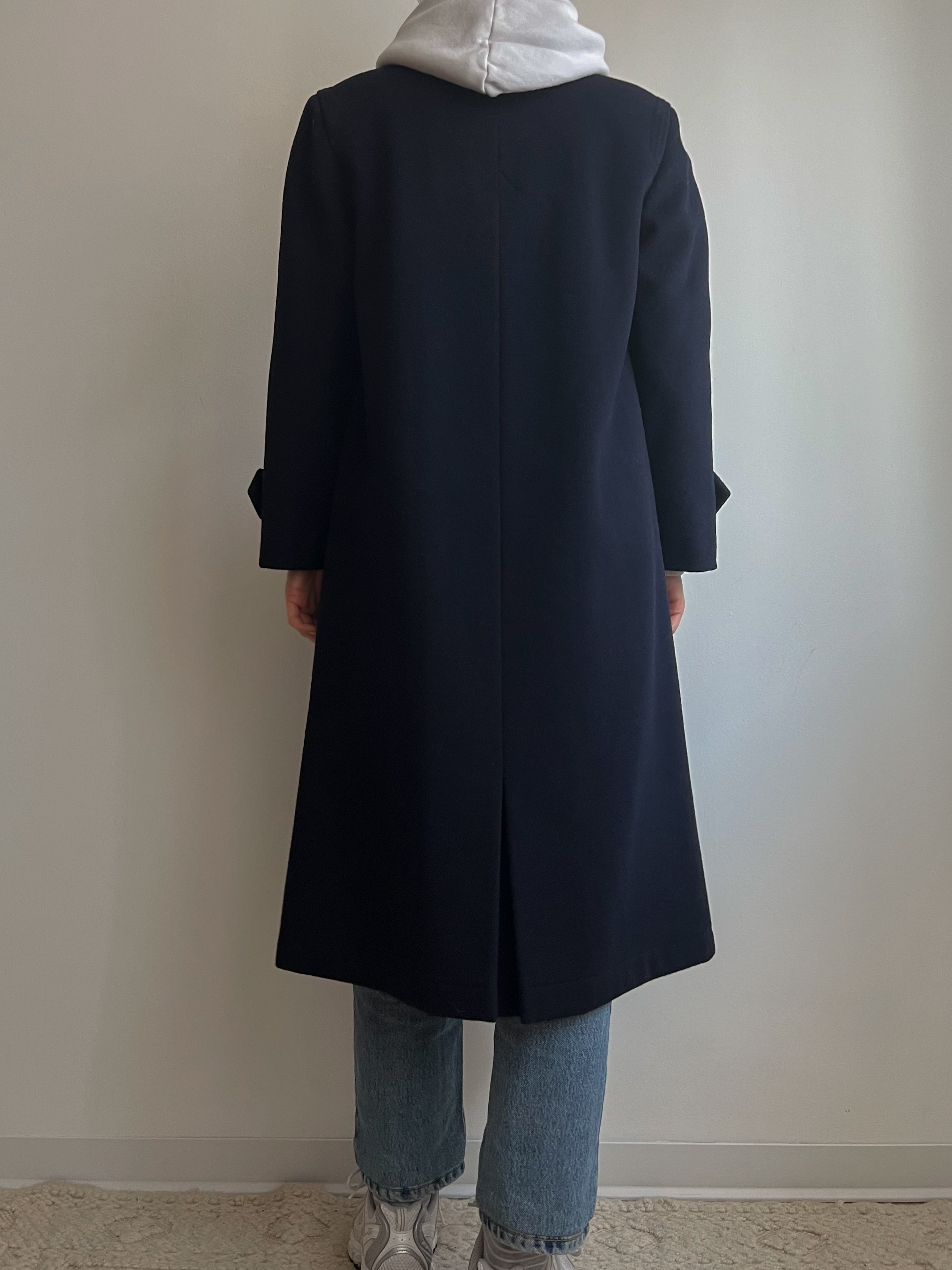 Cappotto loden blu in lana e alpaca