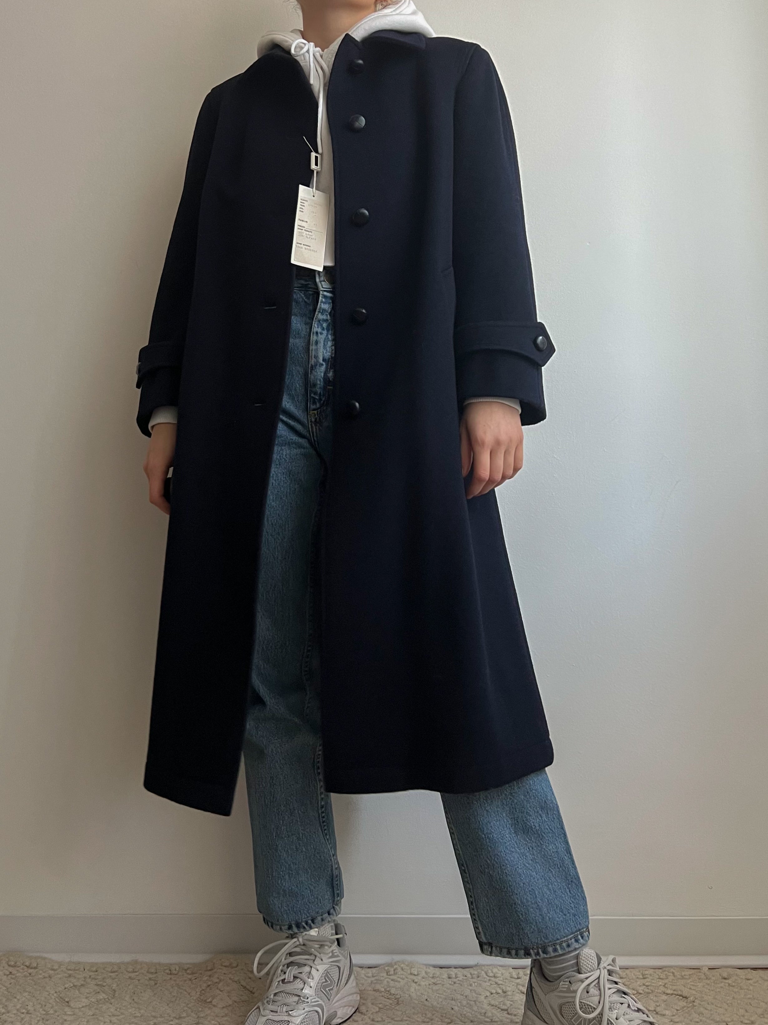 Cappotto loden blu in lana e alpaca