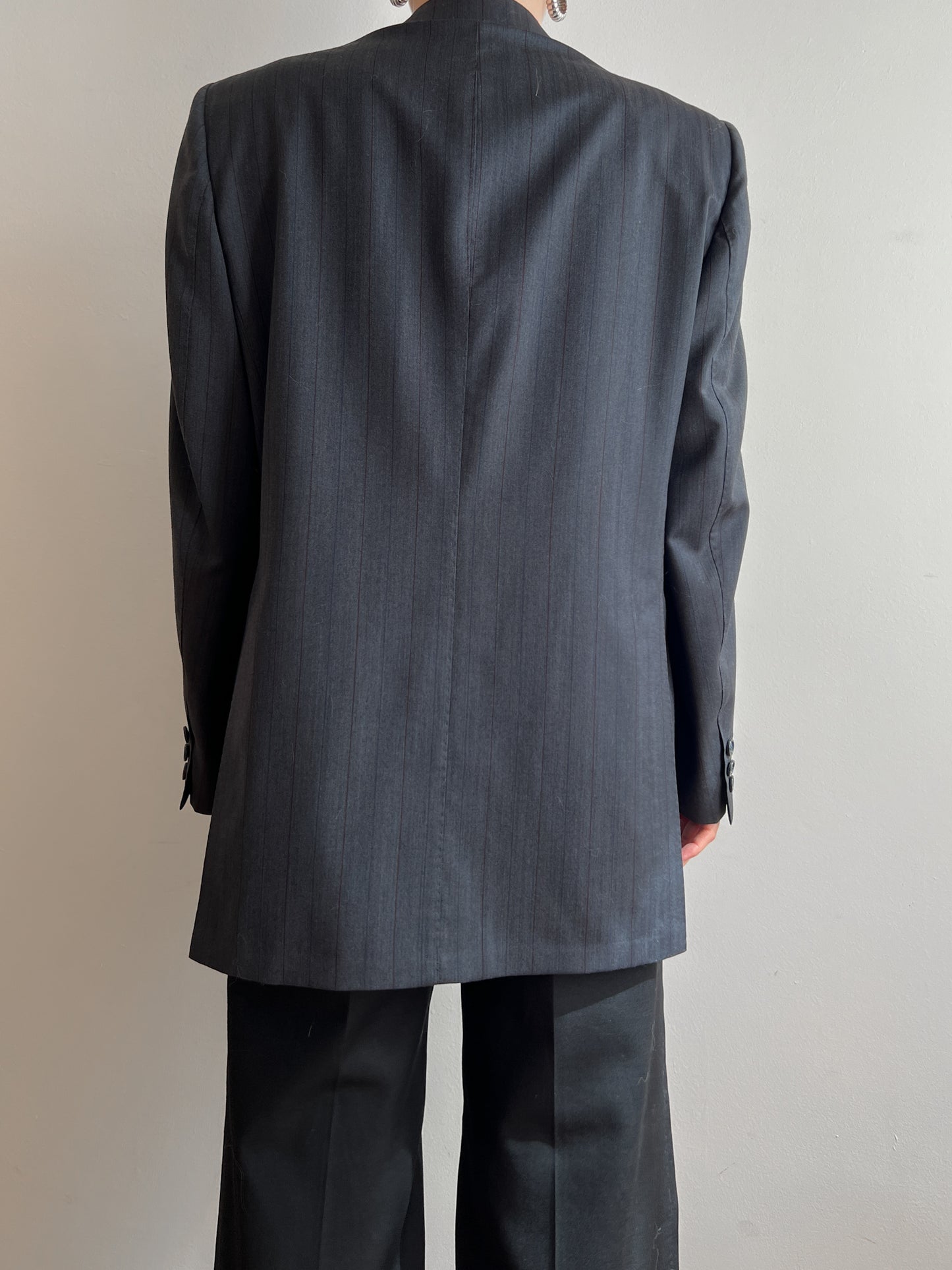 Pure wool pinstripe blue grey blazer