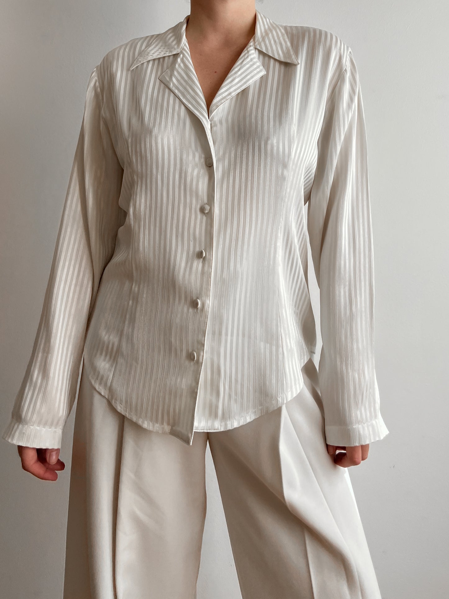 Viscose striped ivory blouse