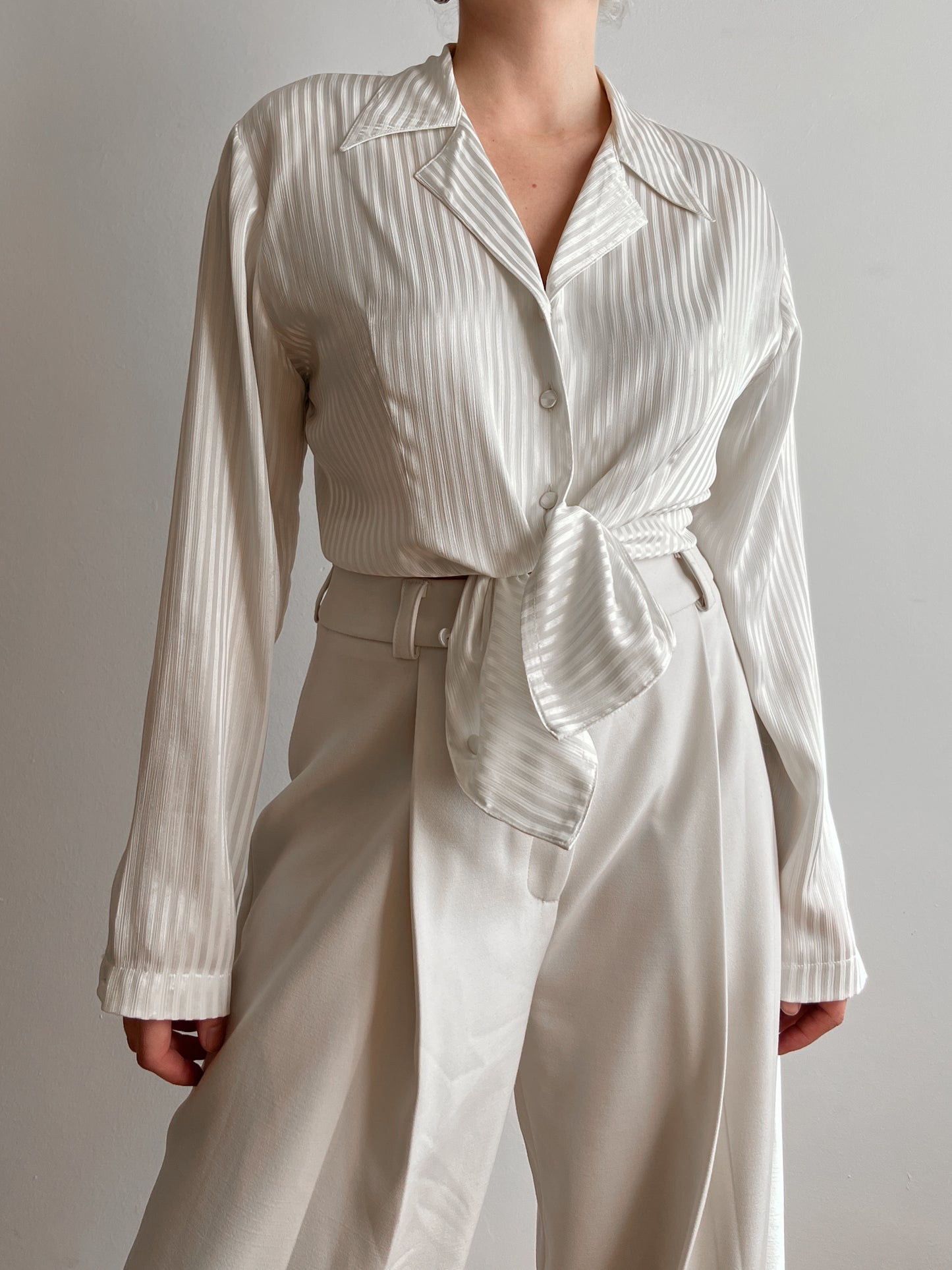 Viscose striped ivory blouse