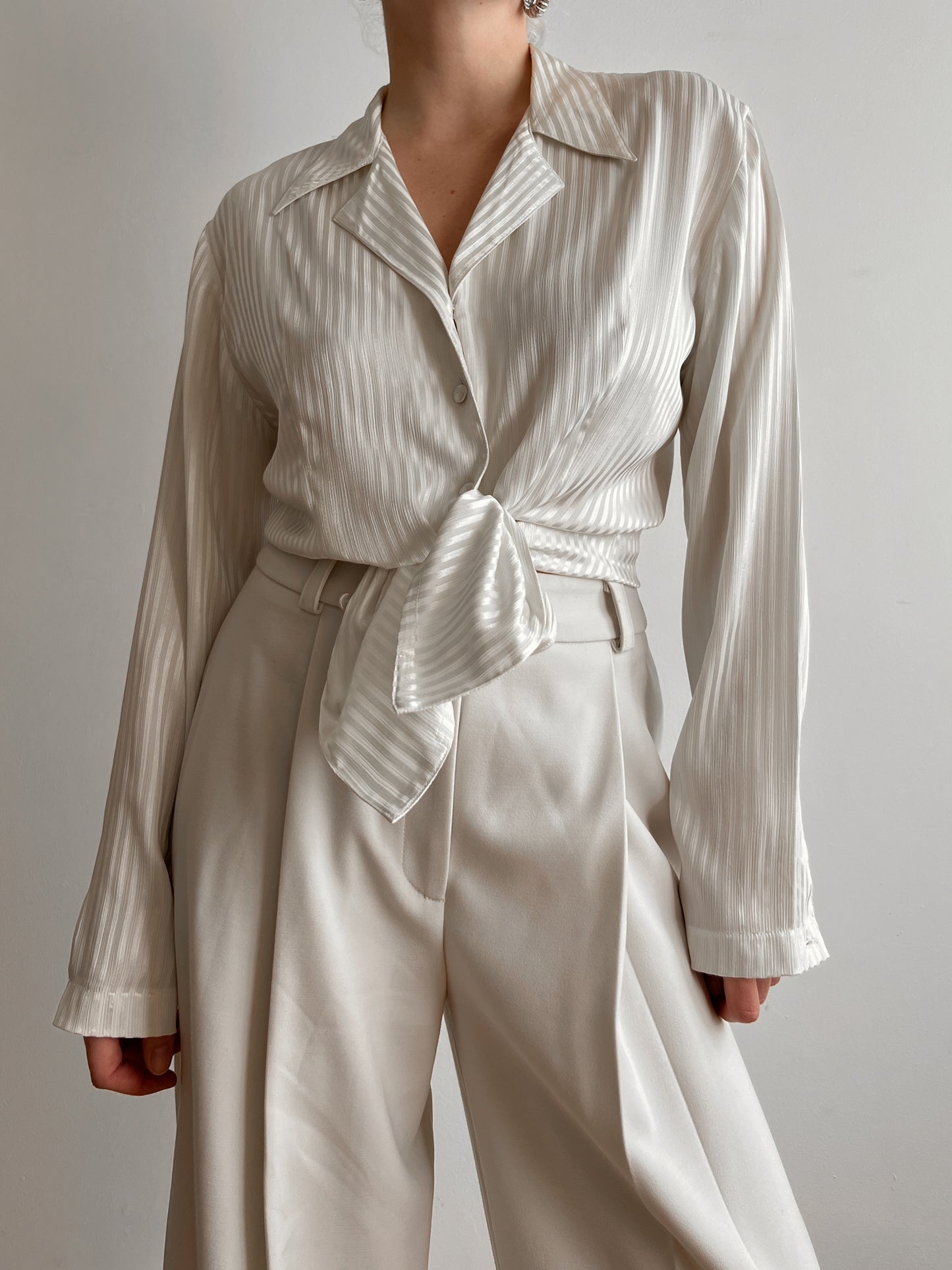 Viscose striped ivory blouse