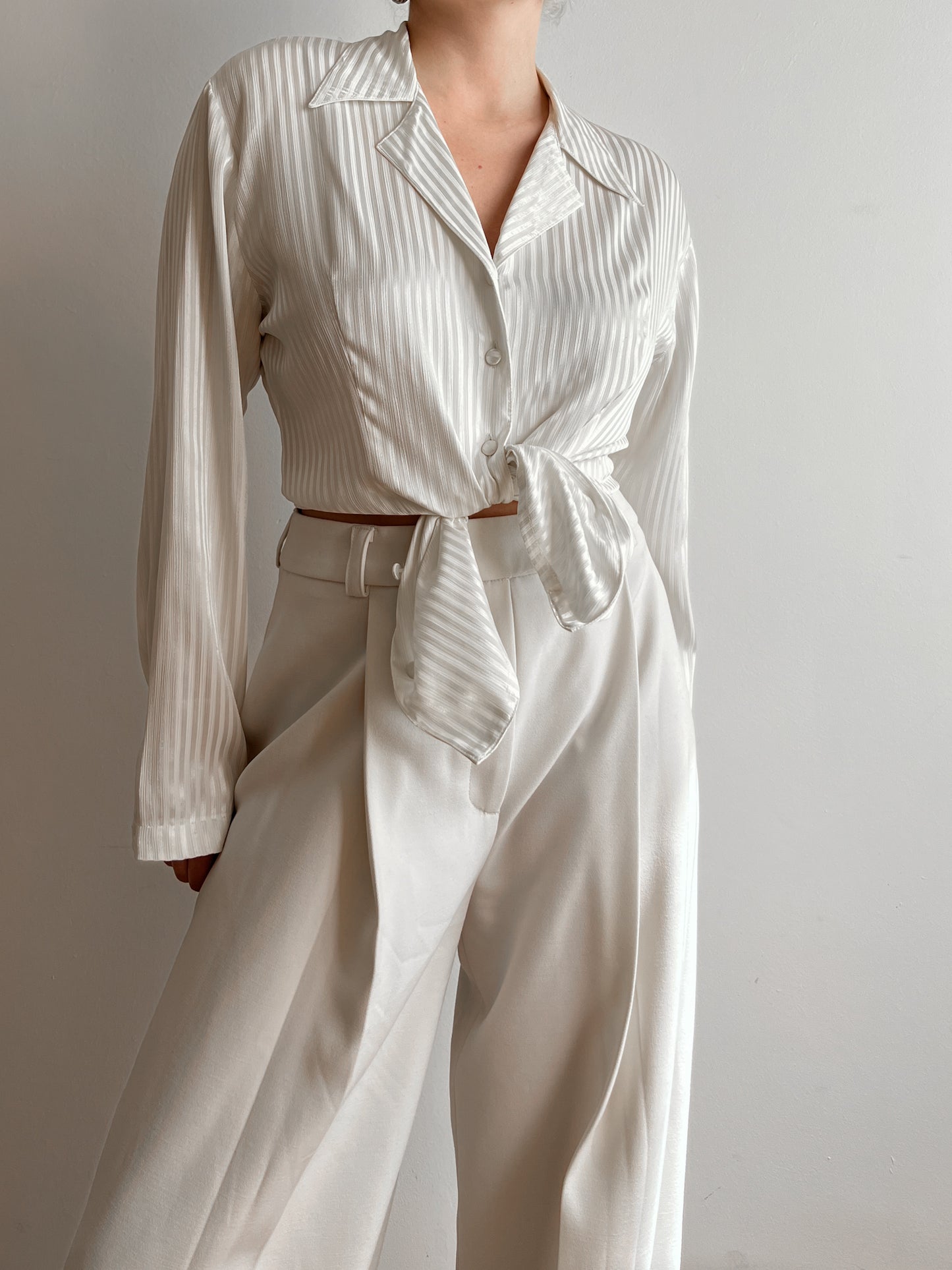 Viscose striped ivory blouse