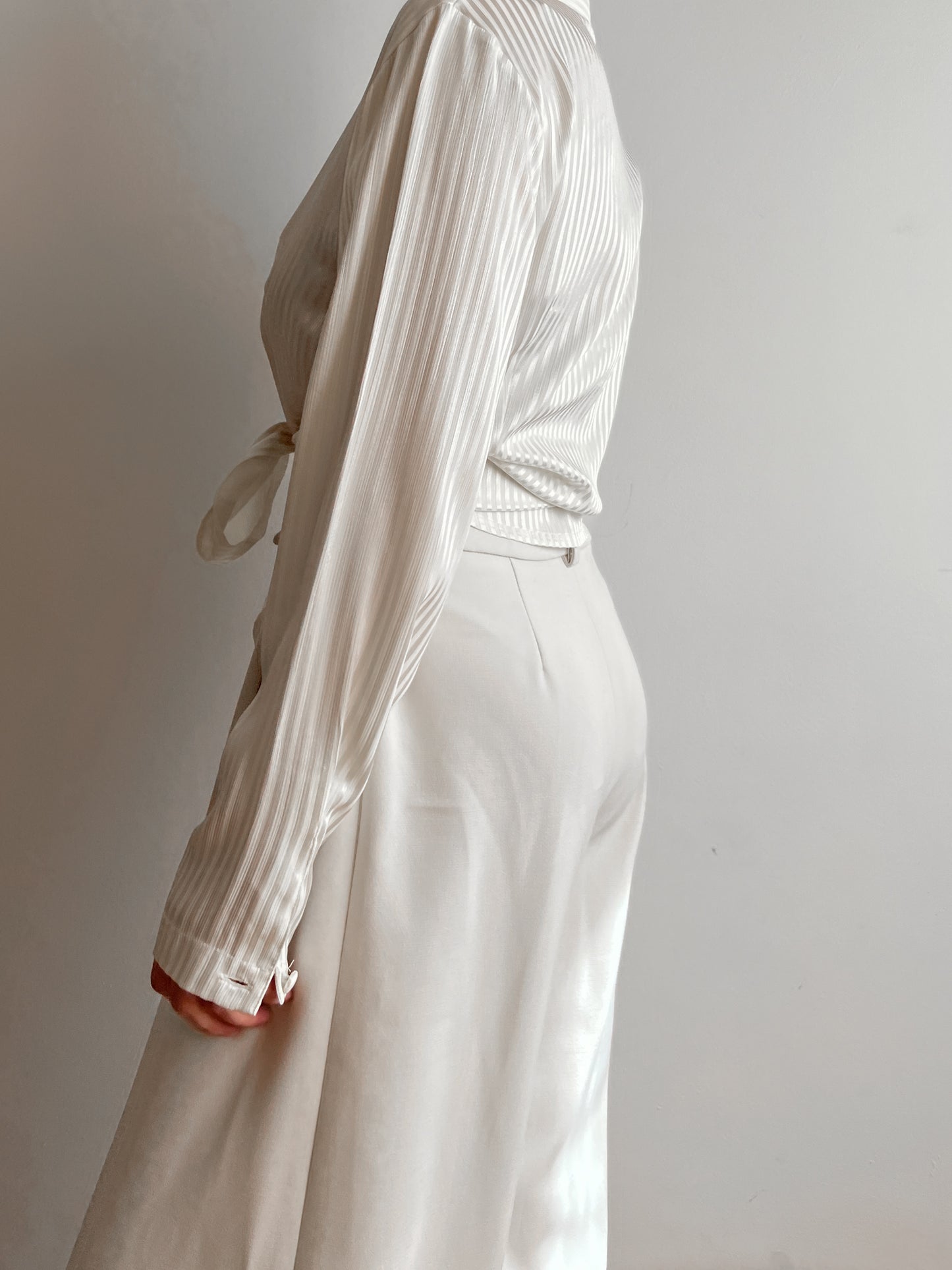 Viscose striped ivory blouse