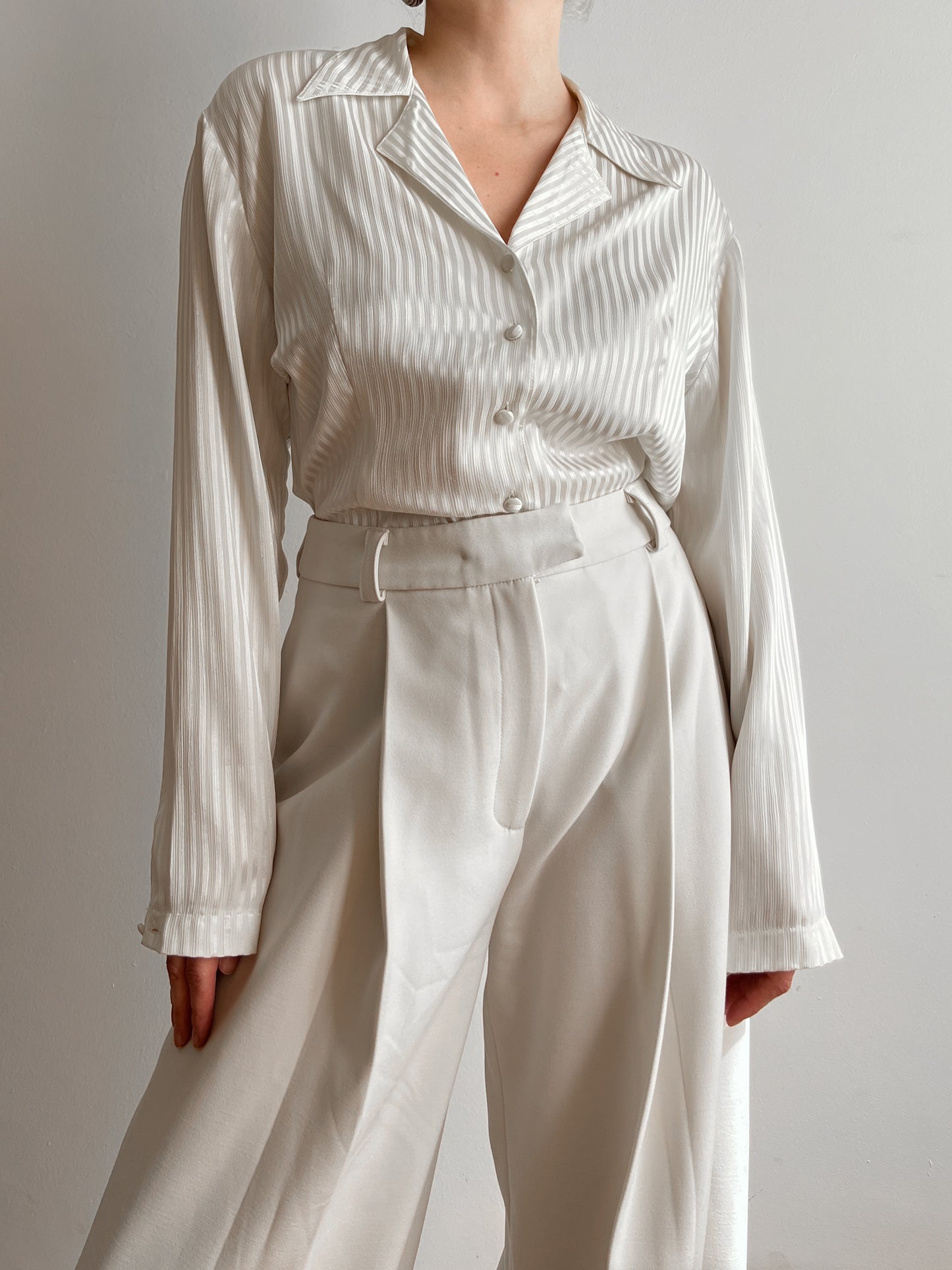 Viscose striped ivory blouse