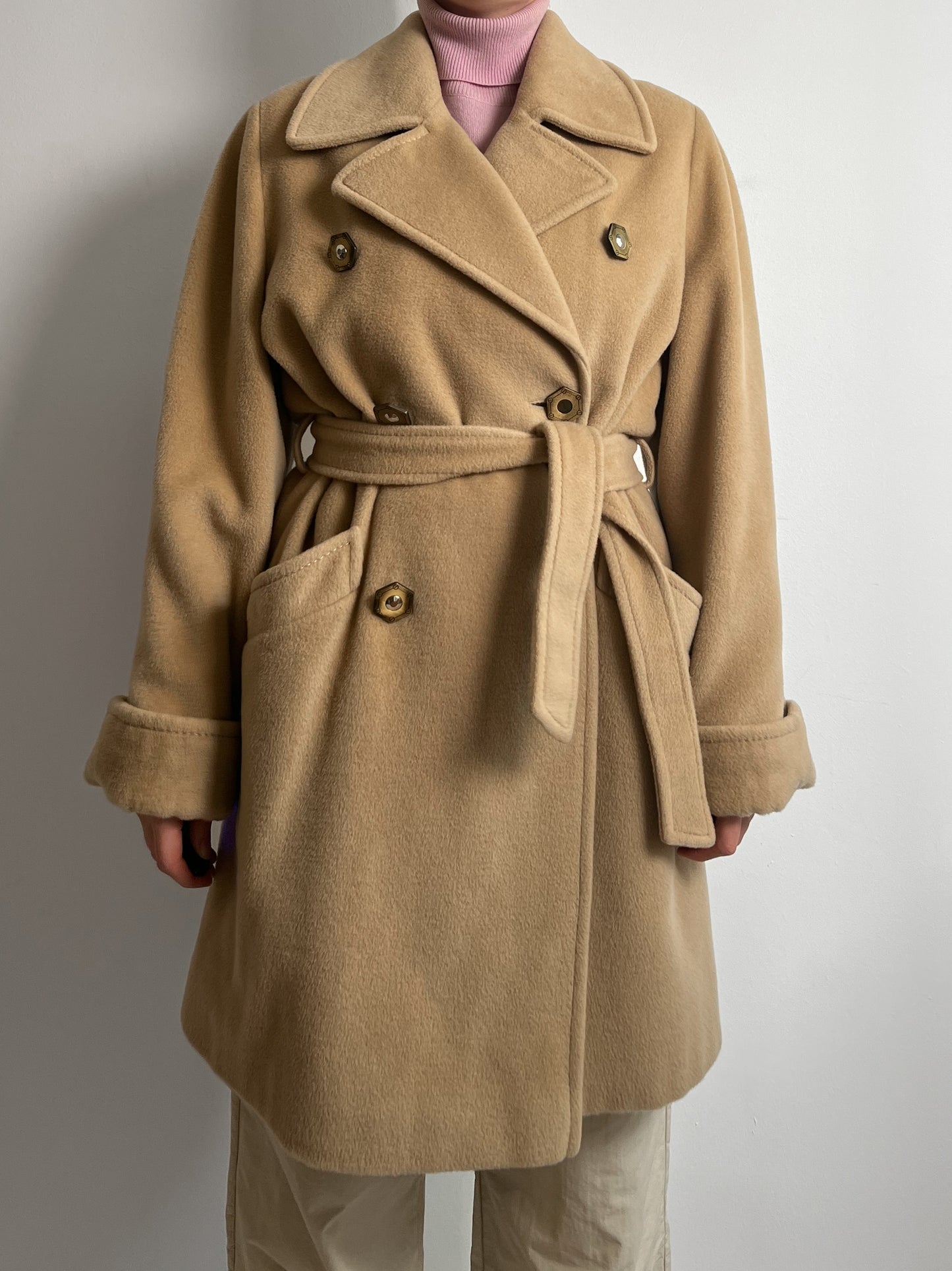 Pure virgin wool camel coat