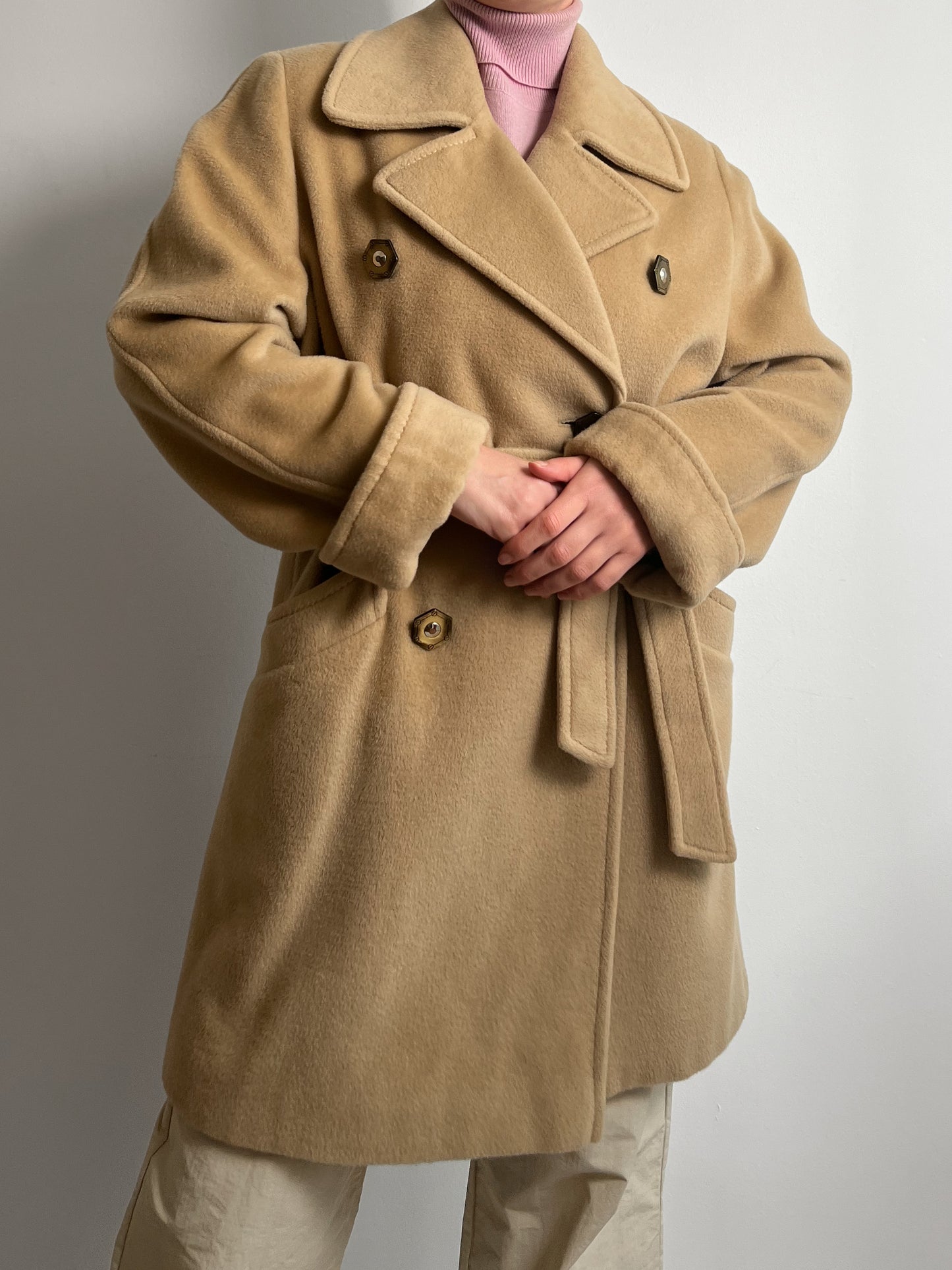 Pure virgin wool camel coat