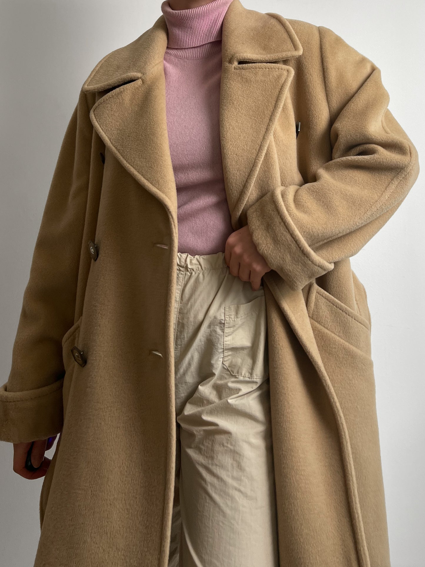 Pure virgin wool camel coat