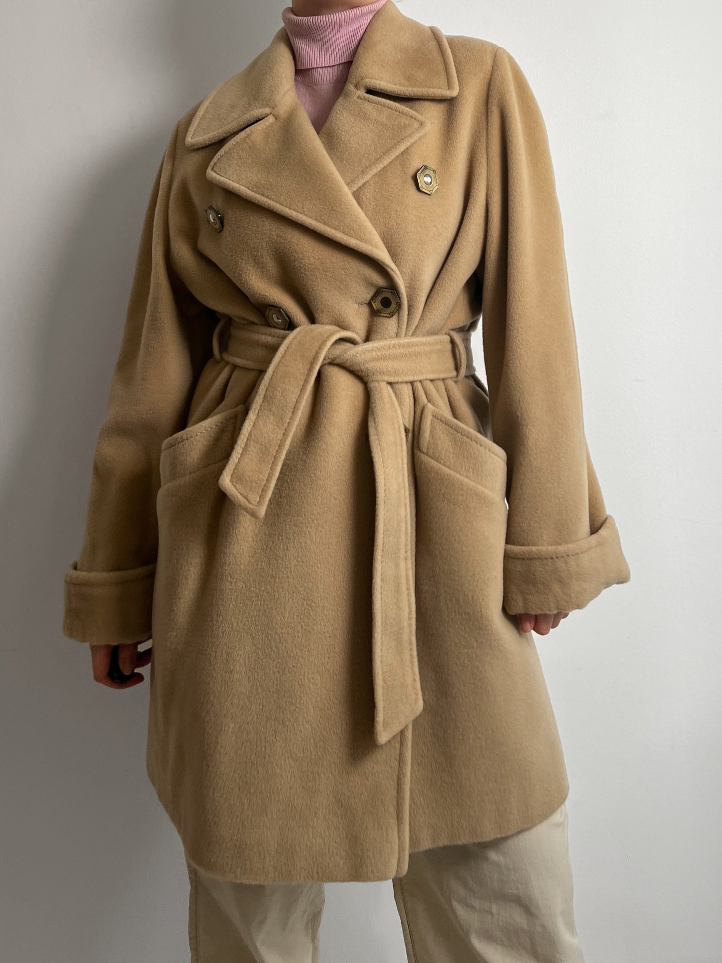 Pure virgin wool camel coat