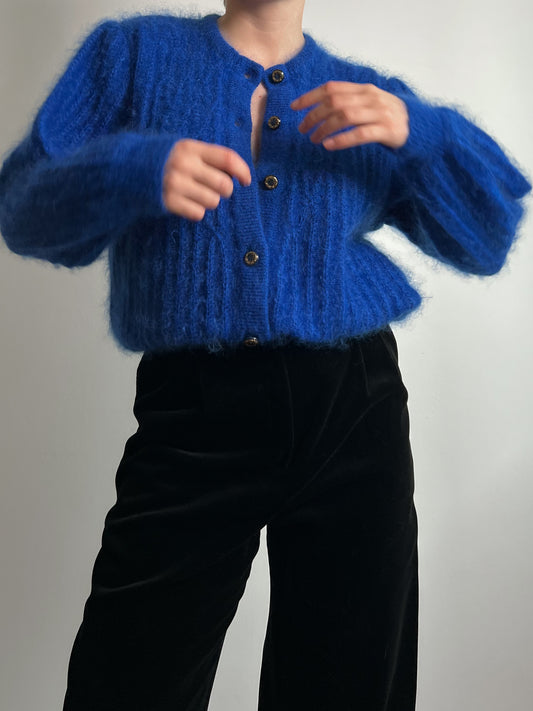 Super kid mohair blue cardigan