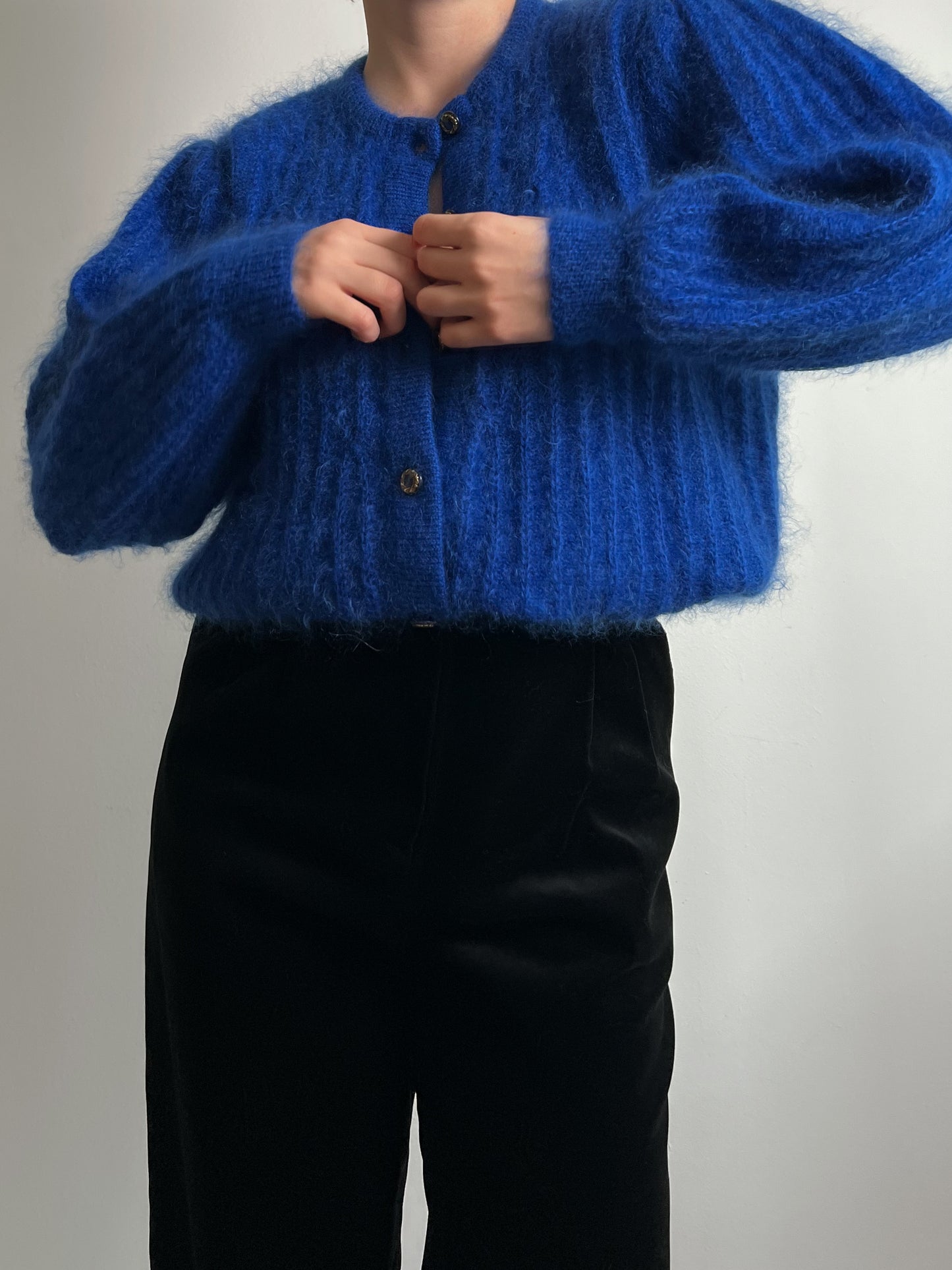 Super kid mohair blue cardigan