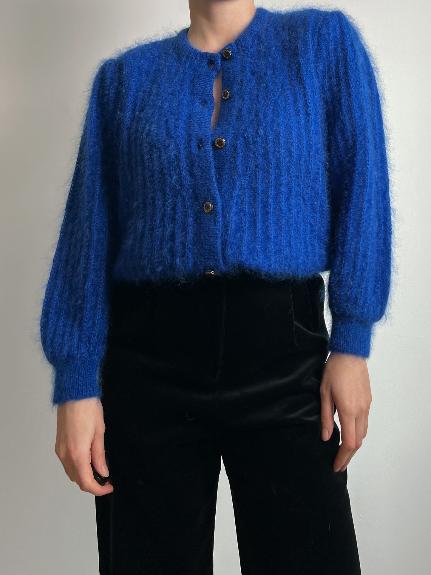 Super kid mohair blue cardigan