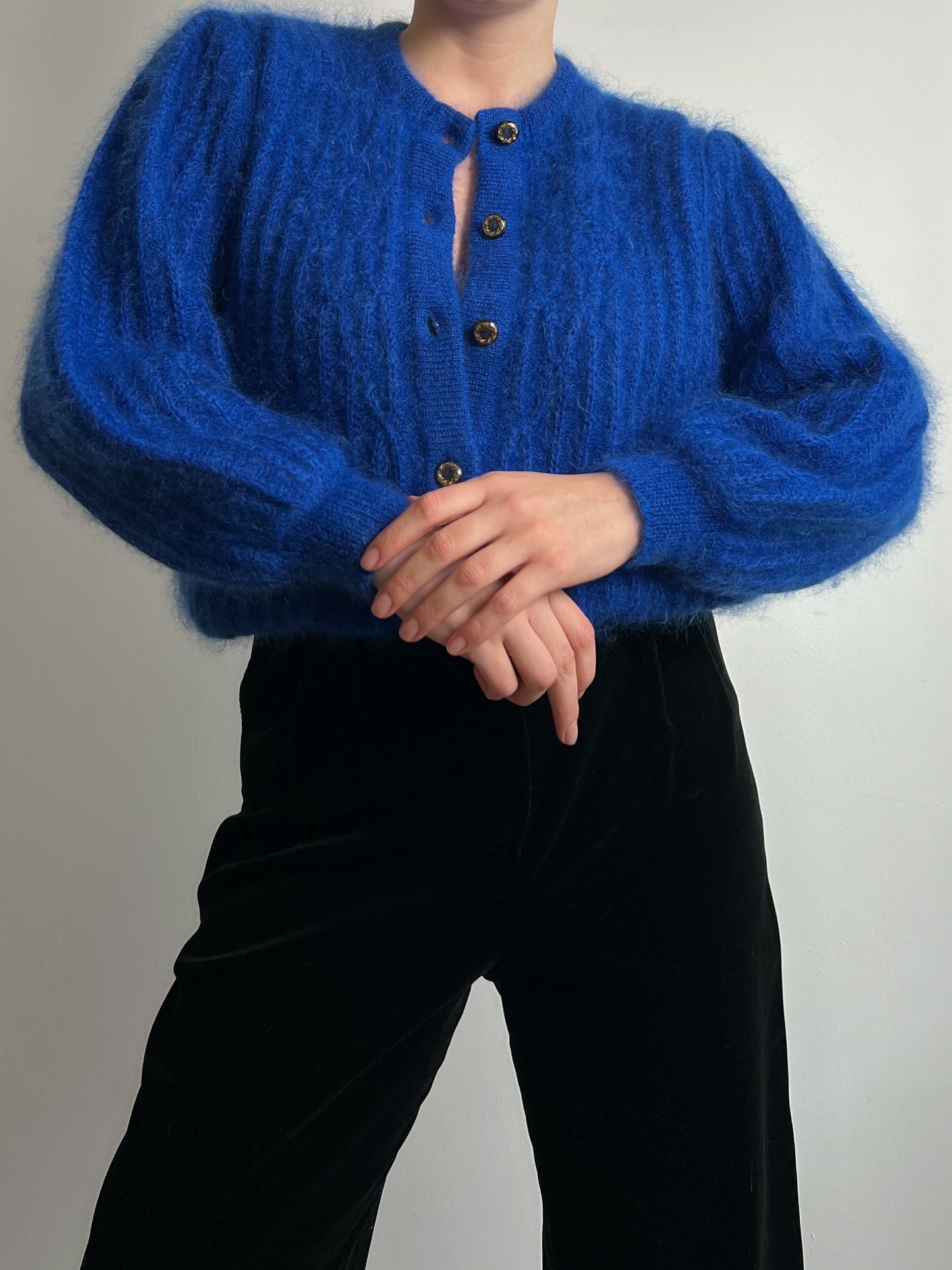 Super kid mohair blue cardigan