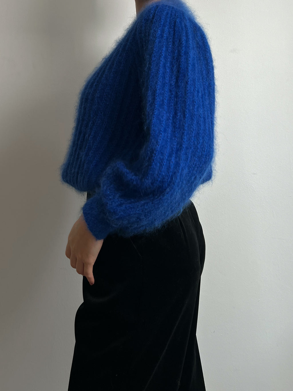 Super kid mohair blue cardigan