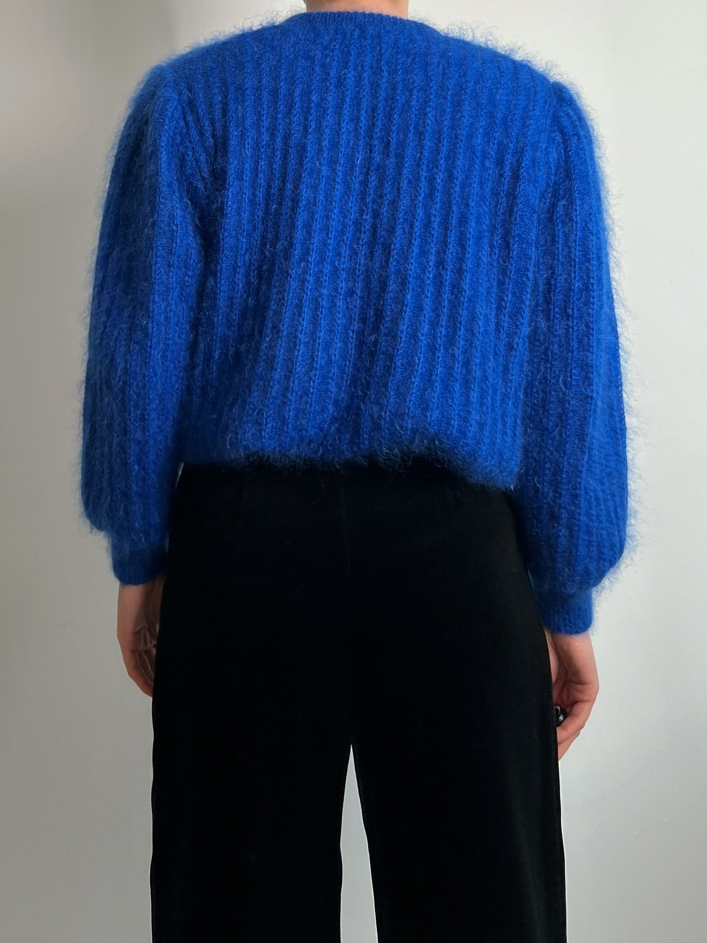 Super kid mohair blue cardigan