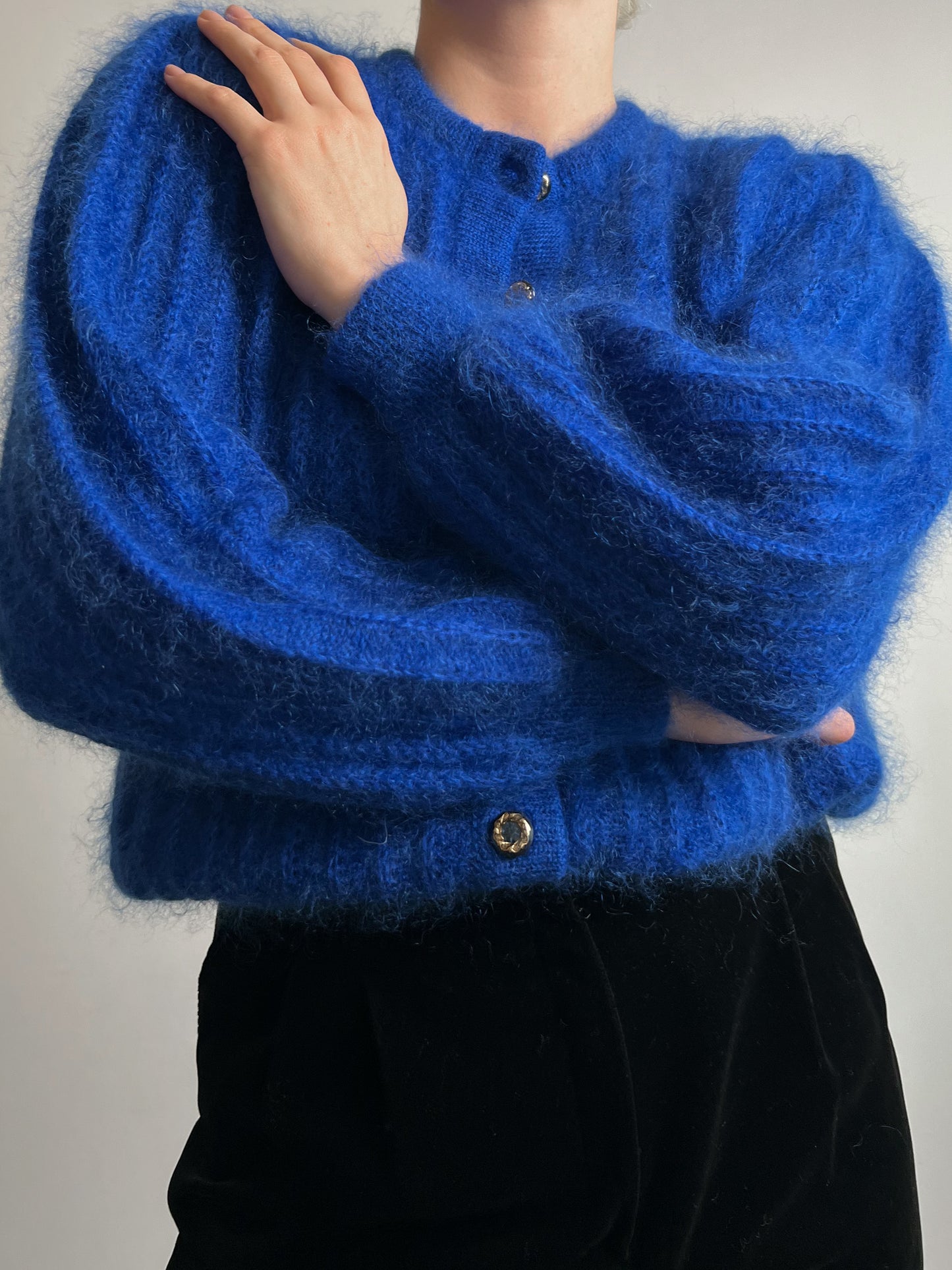 Super kid mohair blue cardigan