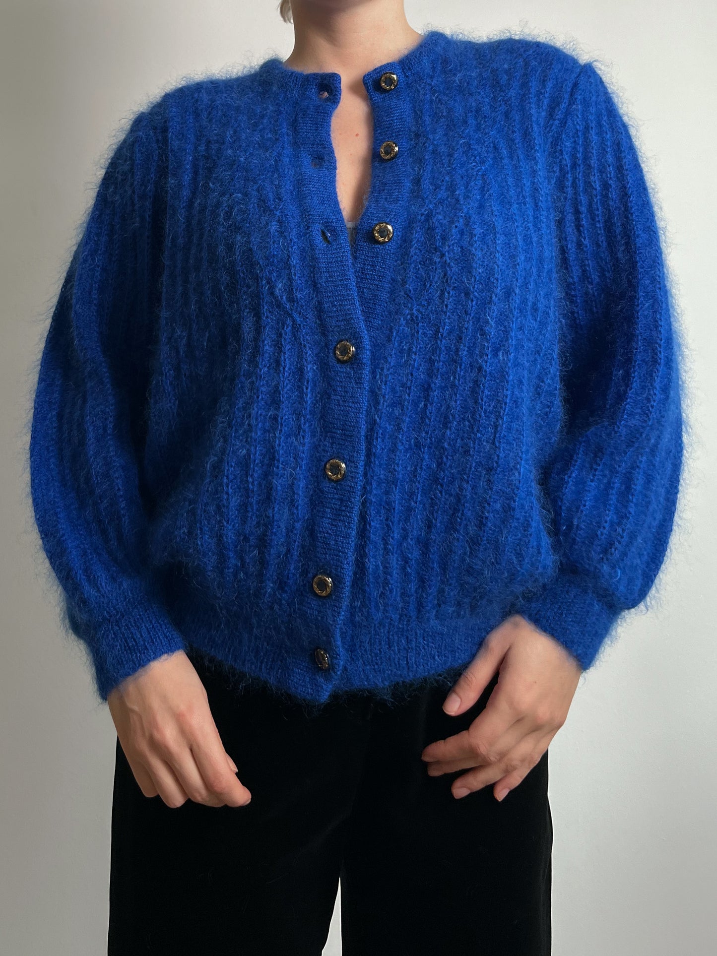 Super kid mohair blue cardigan