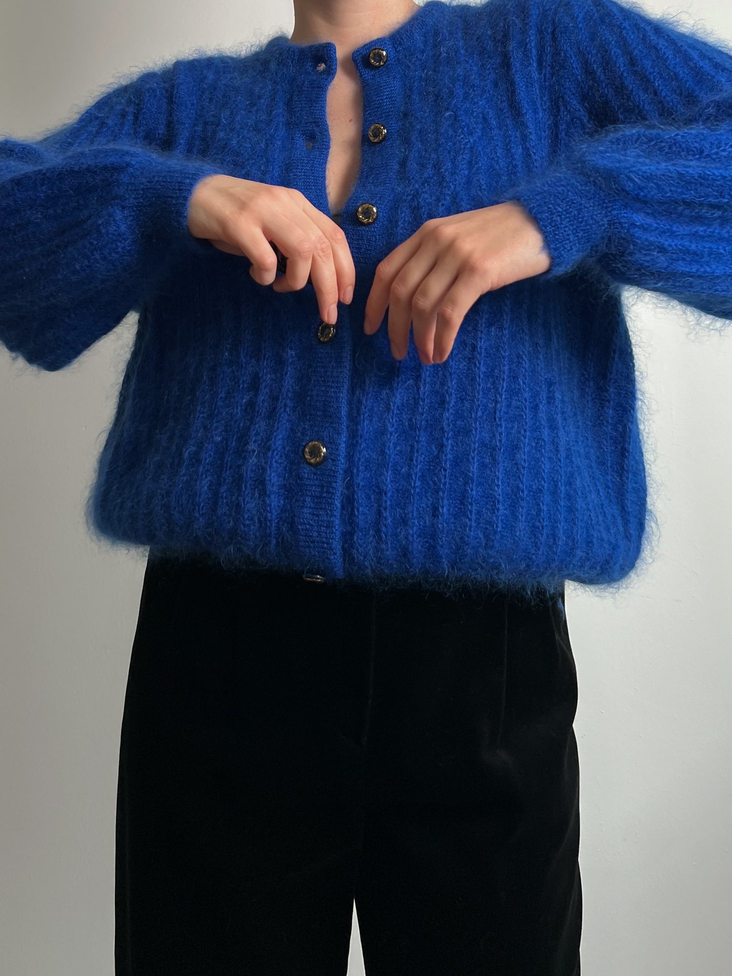 Super kid mohair blue cardigan