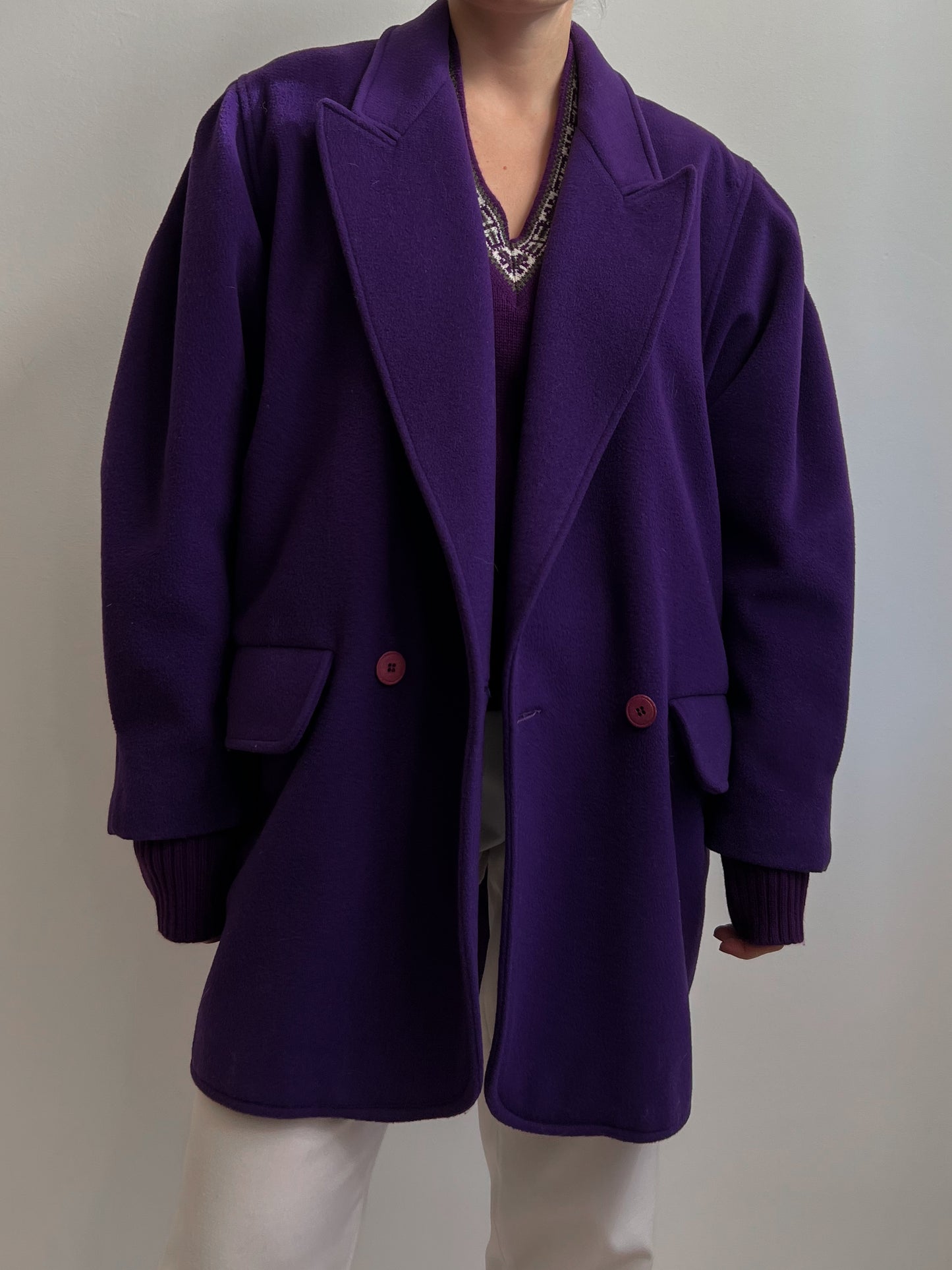 Vintage wool and cashmere caban purple coat