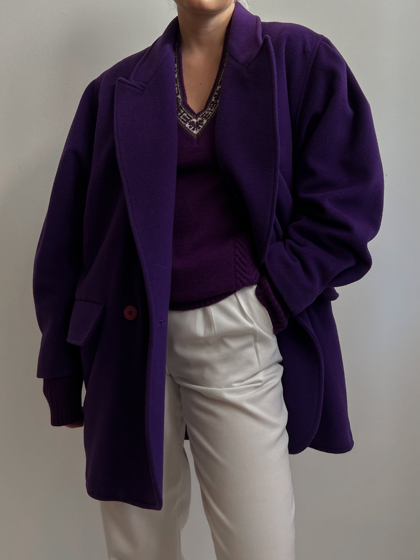 Vintage wool and cashmere caban purple coat