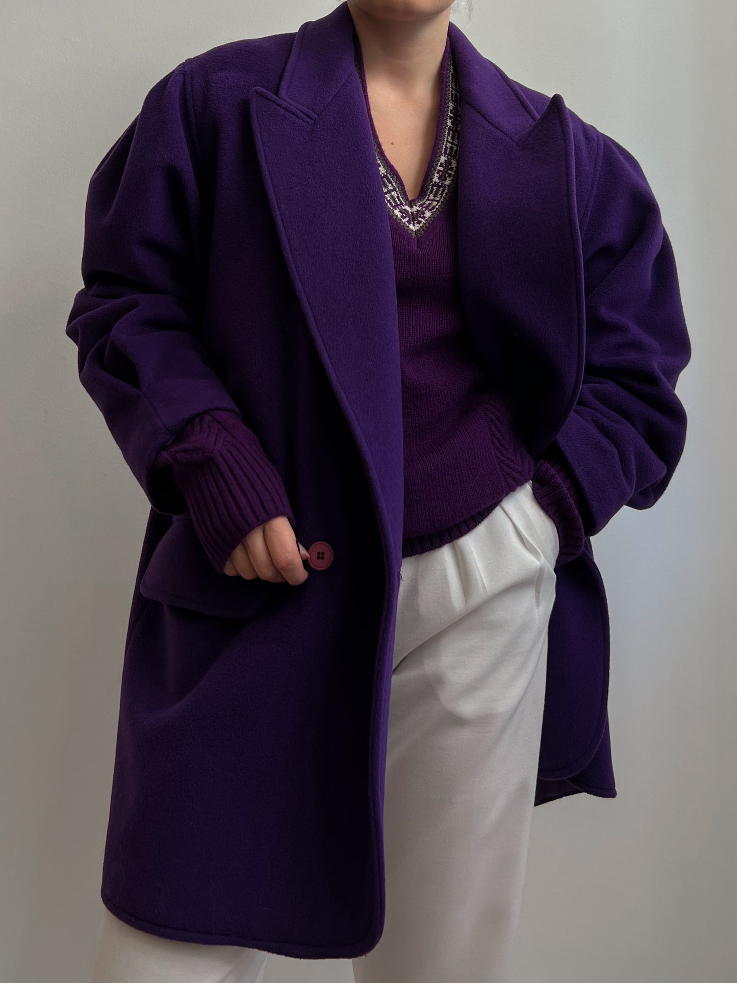 Vintage wool and cashmere caban purple coat