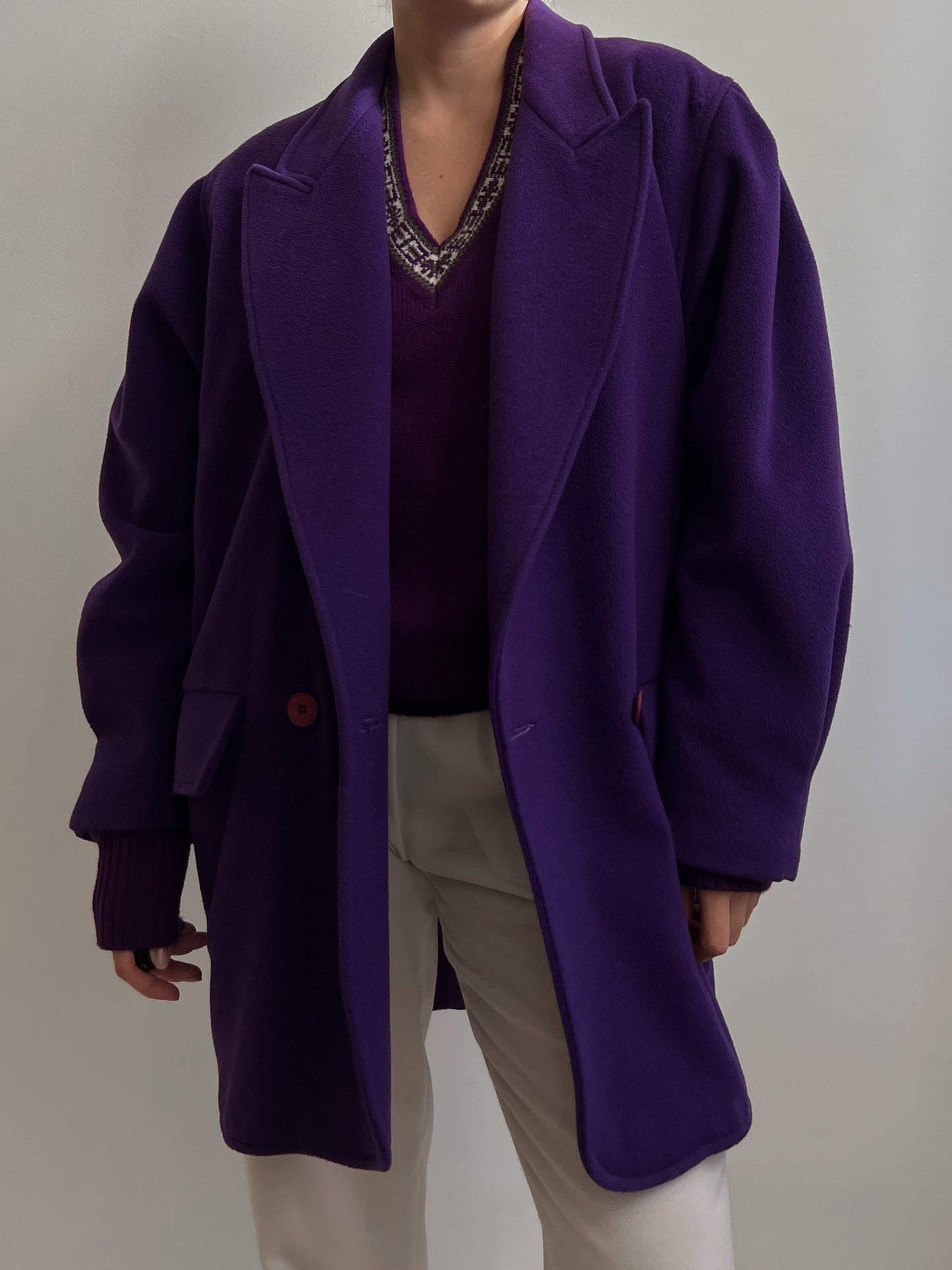 Vintage wool and cashmere caban purple coat