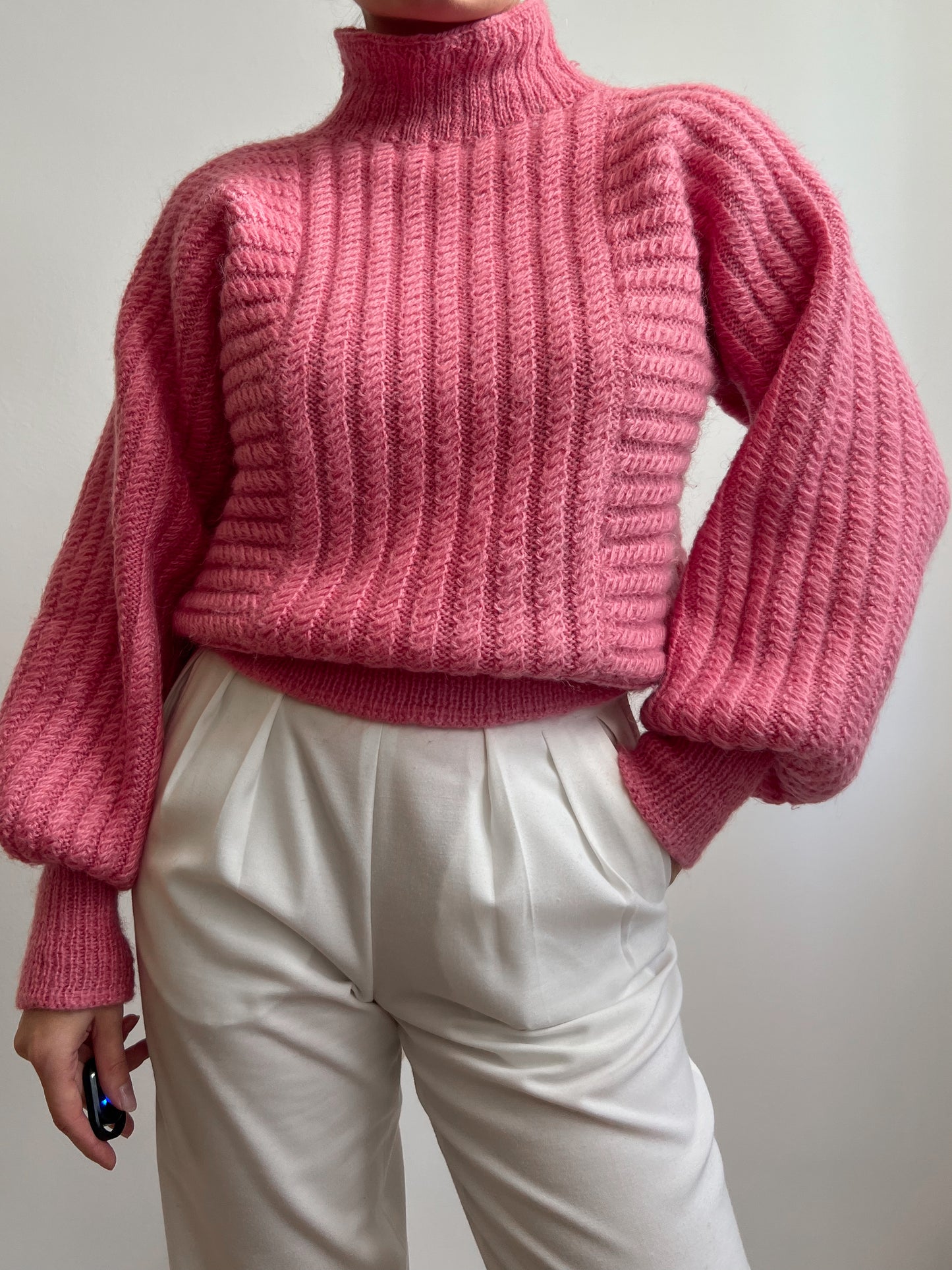 Vintage pure wool knitted pink pull