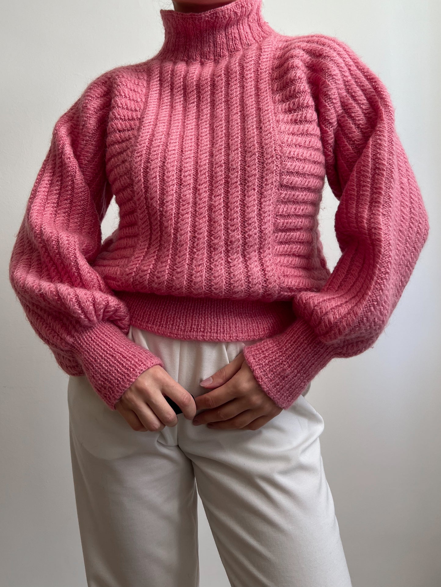 Vintage pure wool knitted pink pull