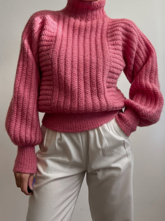 Vintage pure wool knitted pink pull