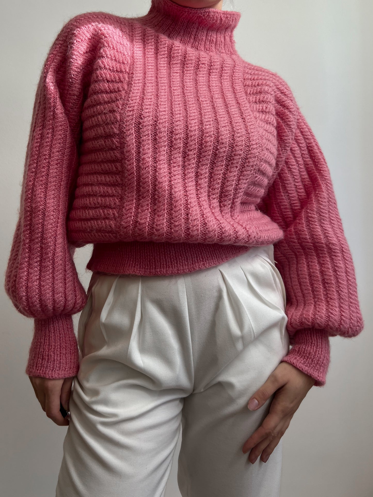 Vintage pure wool knitted pink pull