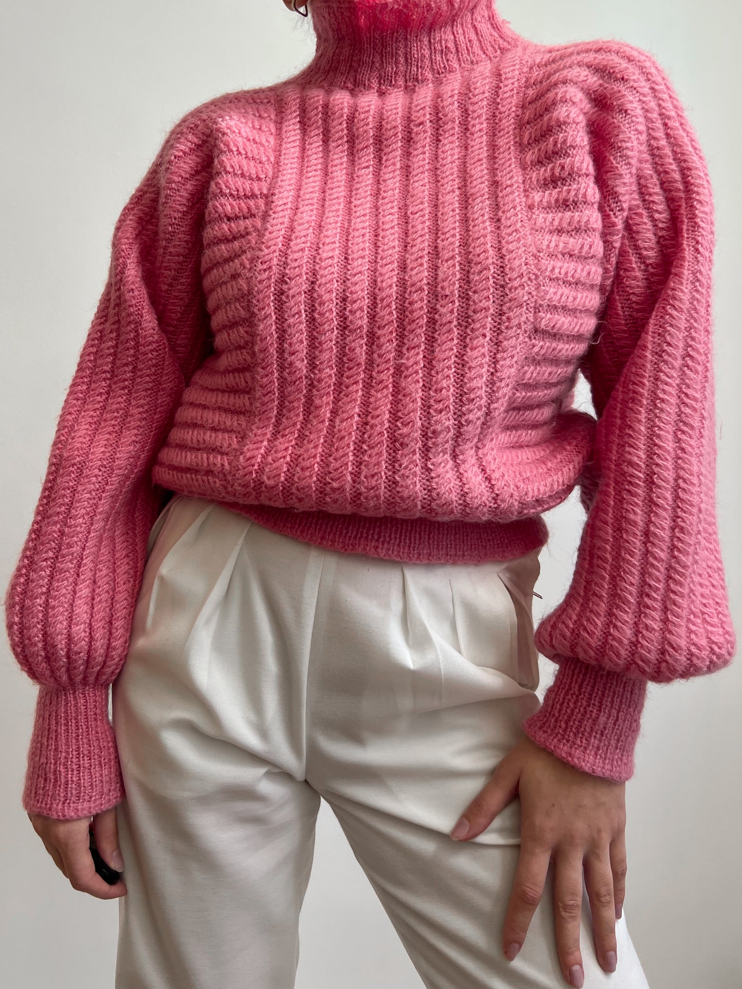 Vintage pure wool knitted pink pull