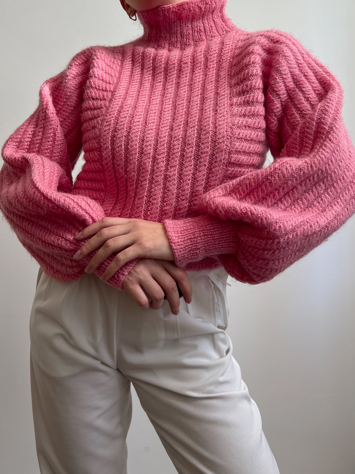 Vintage pure wool knitted pink pull