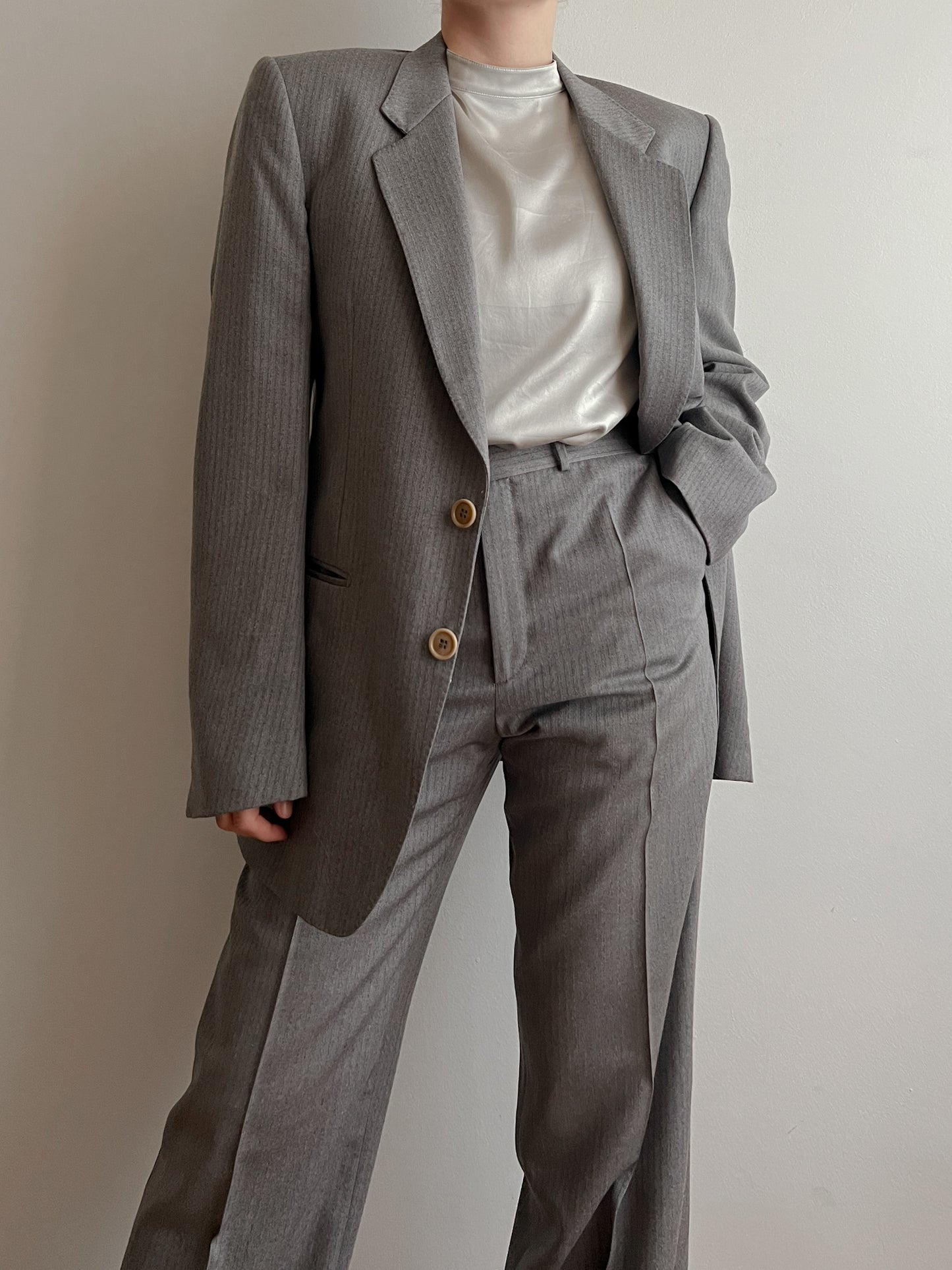 Pure wool striped grey suit