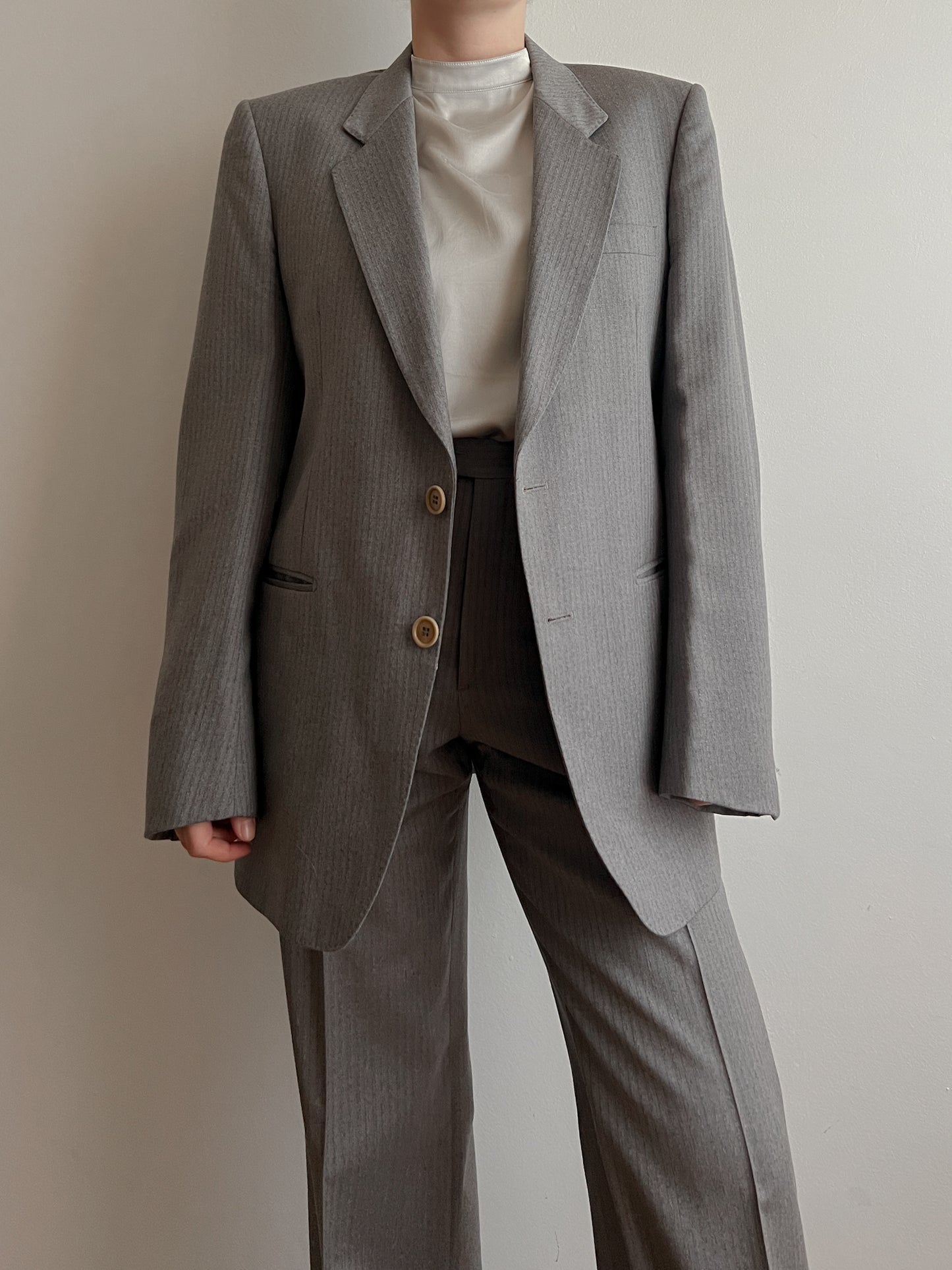 Pure wool striped grey suit