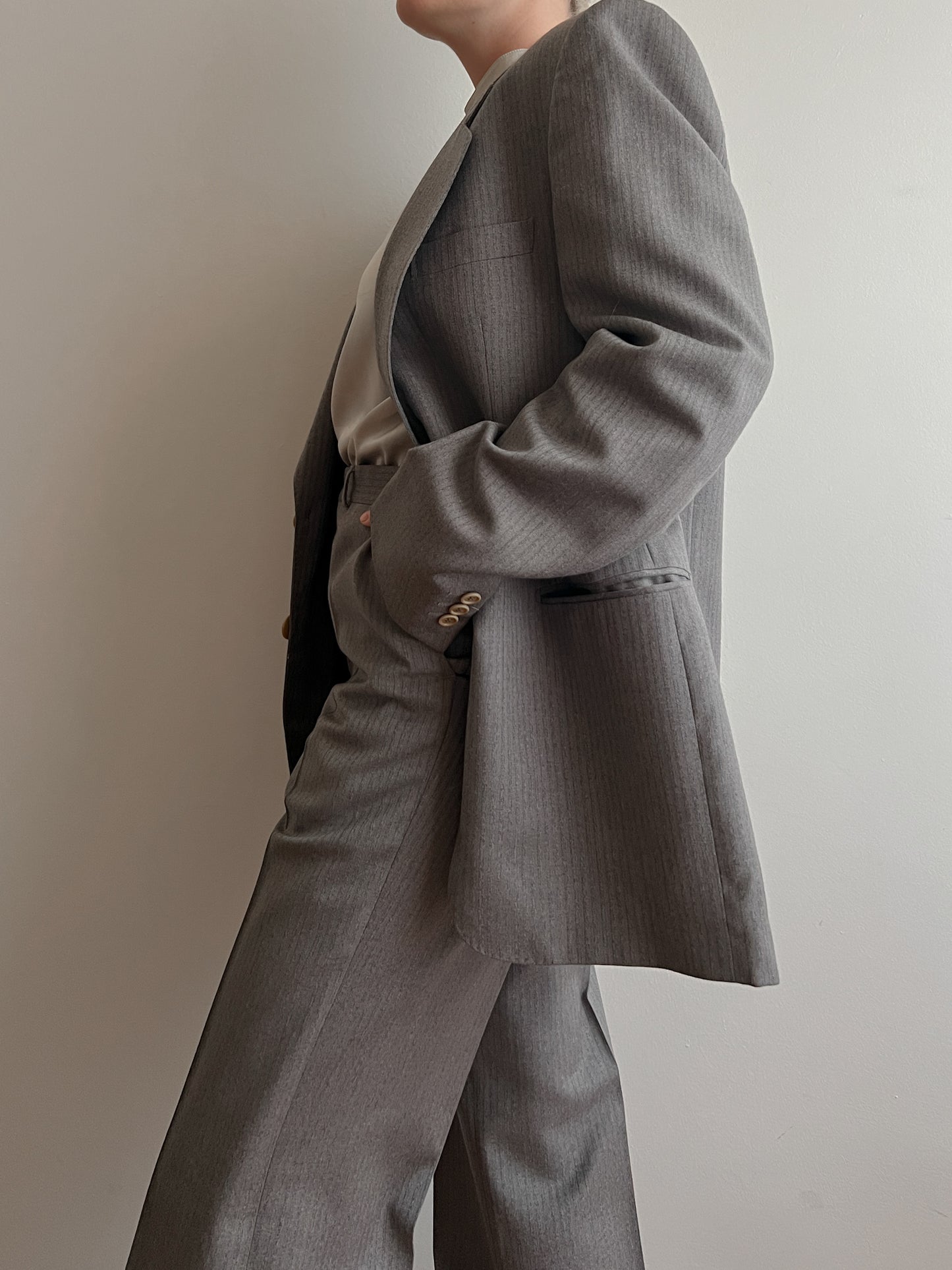 Pure wool striped grey suit