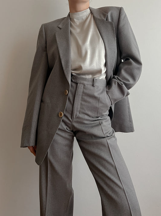 Pure wool striped grey suit