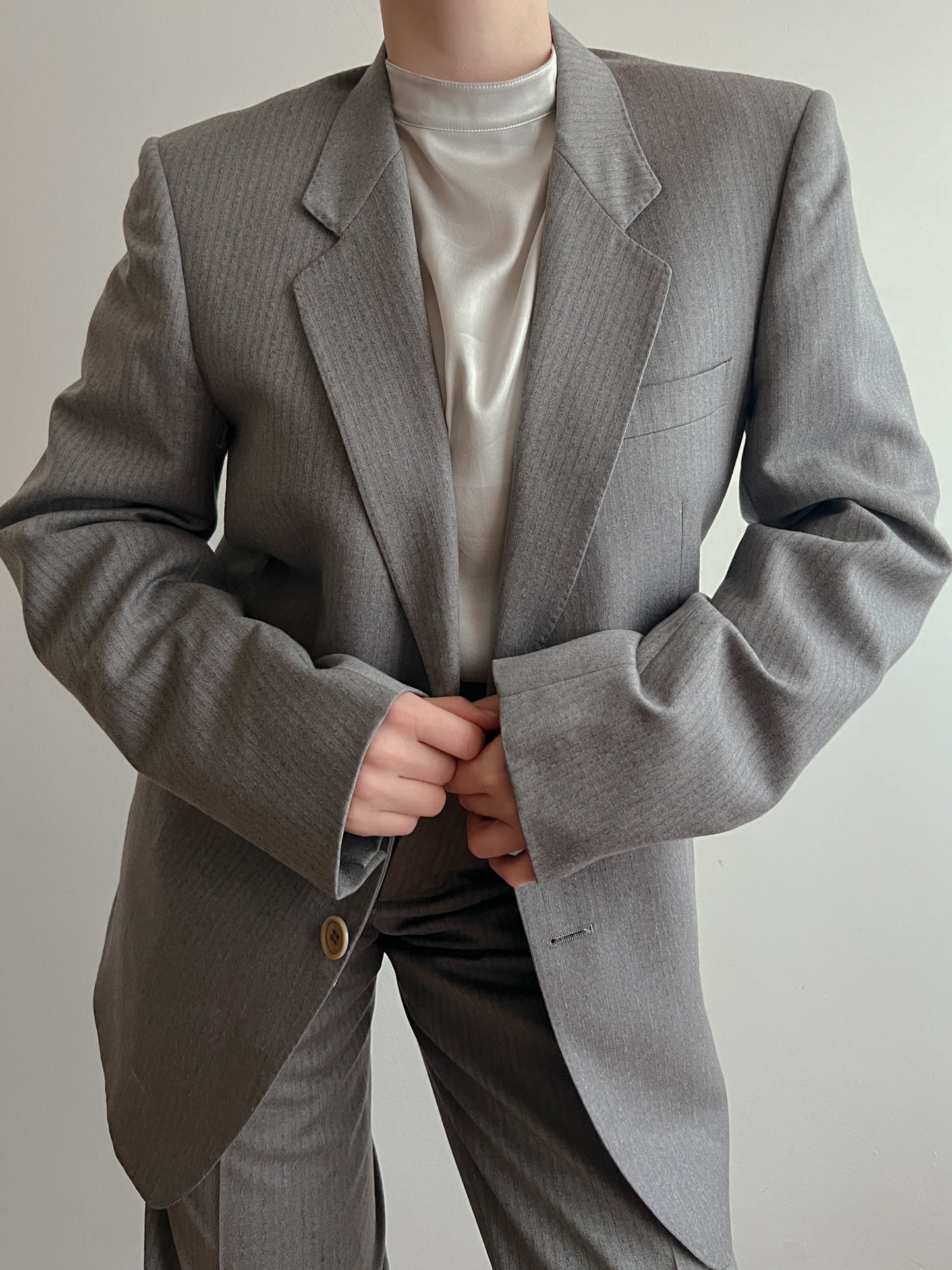 Pure wool striped grey suit