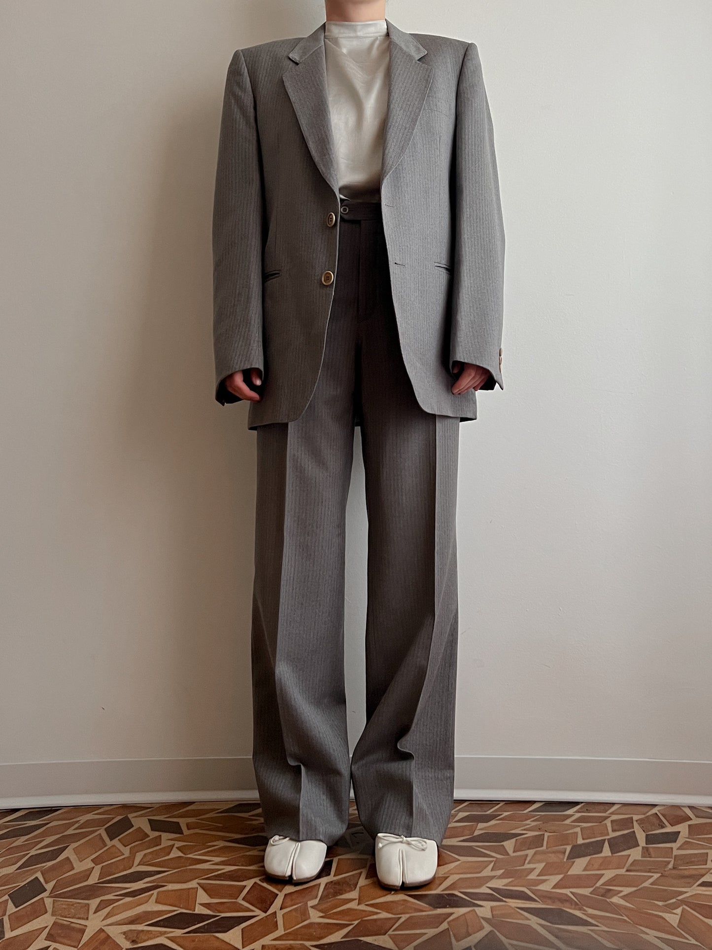 Pure wool striped grey suit