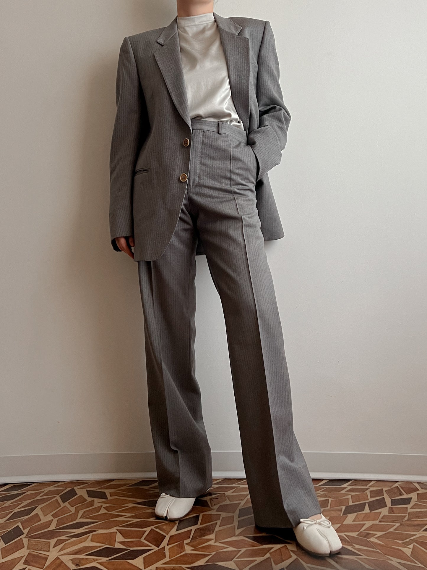 Pure wool striped grey suit