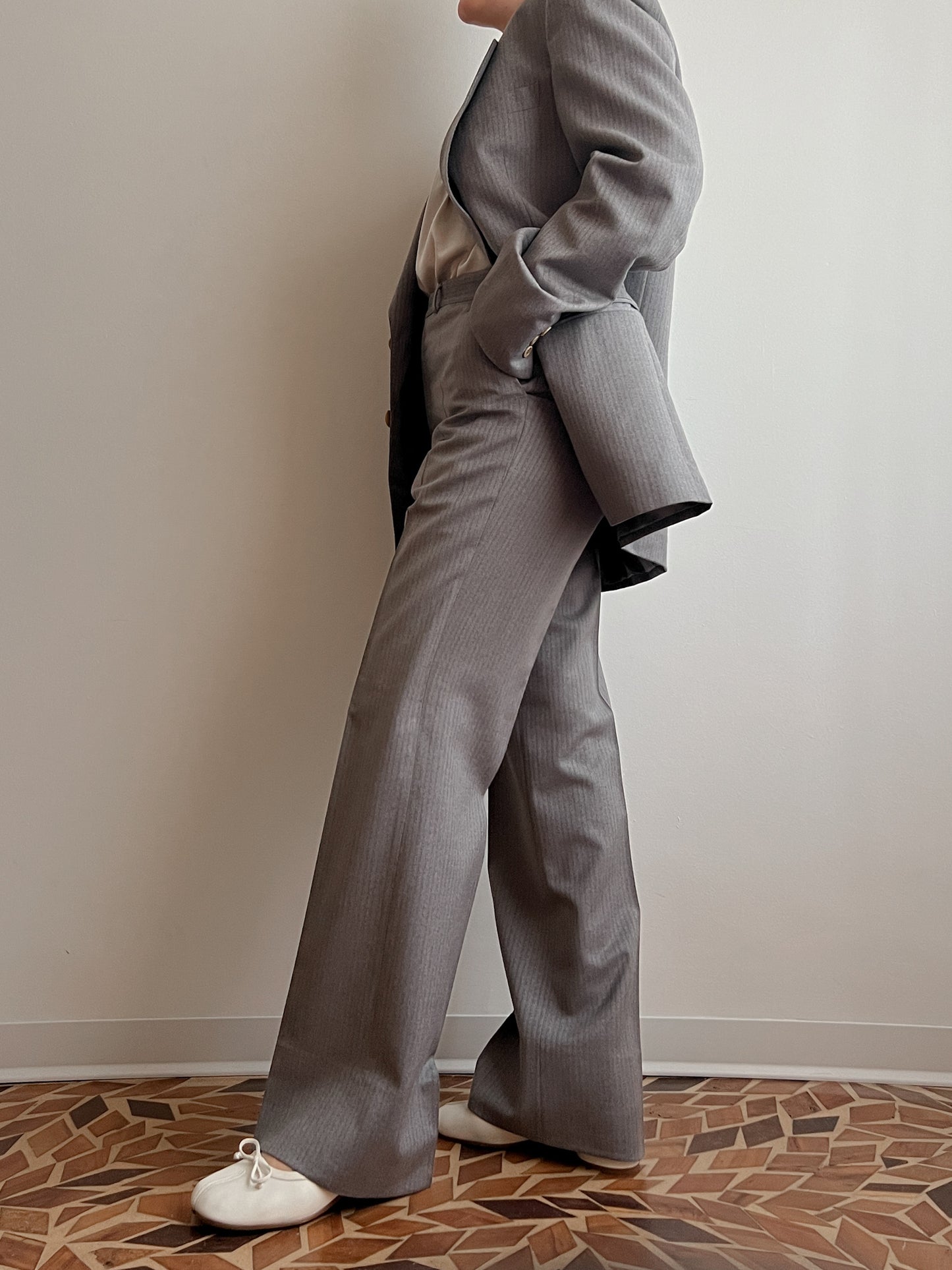 Pure wool striped grey suit